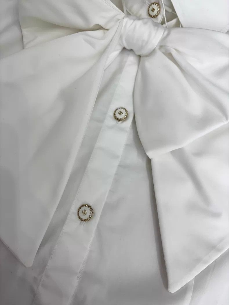 Chanel Chanel White bow shirt for autumn and winter Size S / US 4 / IT 40 - 3 Thumbnail