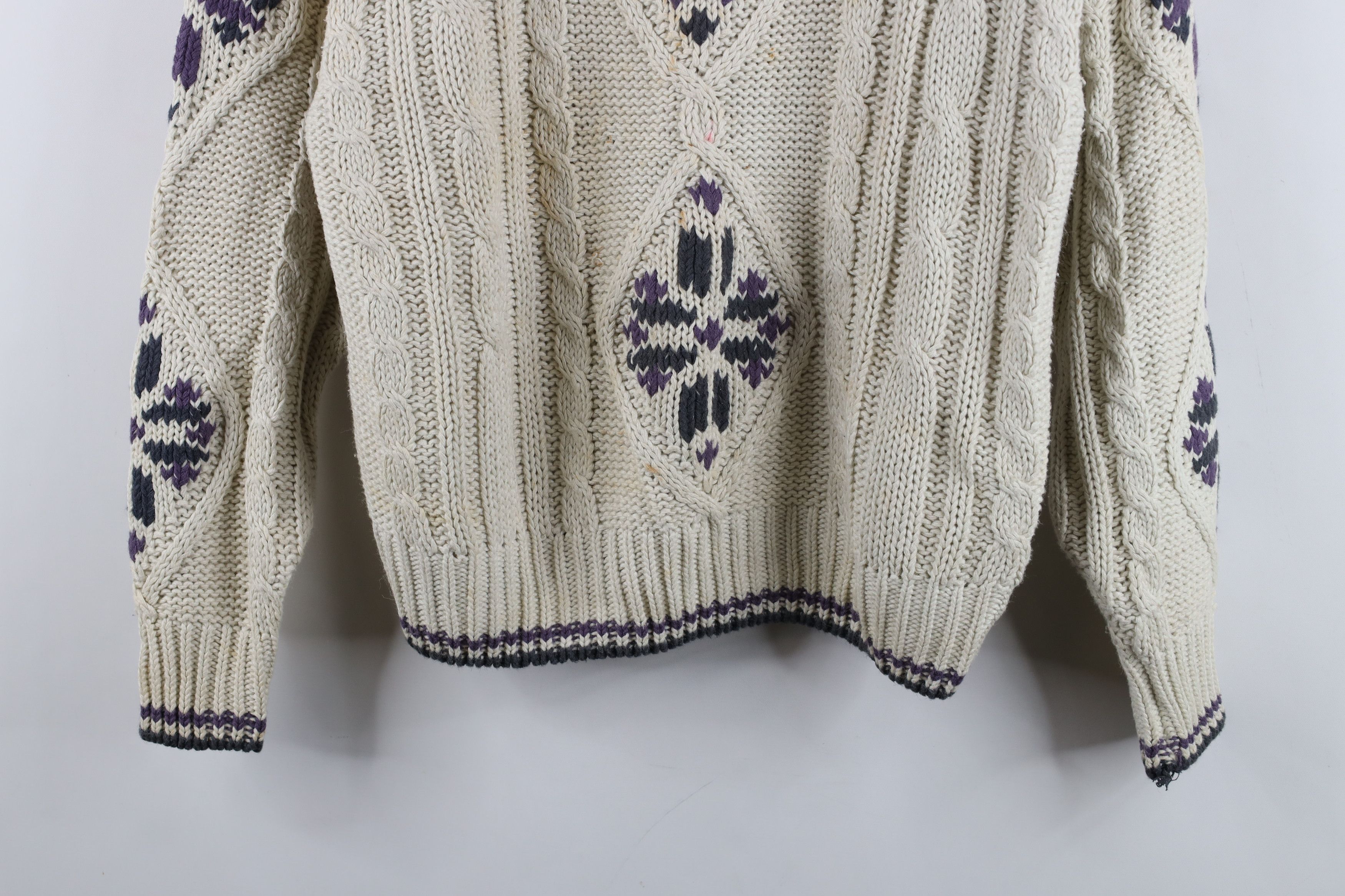 UNIONBAY Vintage 90s Streetwear Geometric Chunky Cable Knit Sweater Size L / US 10 / IT 46 - 3 Thumbnail