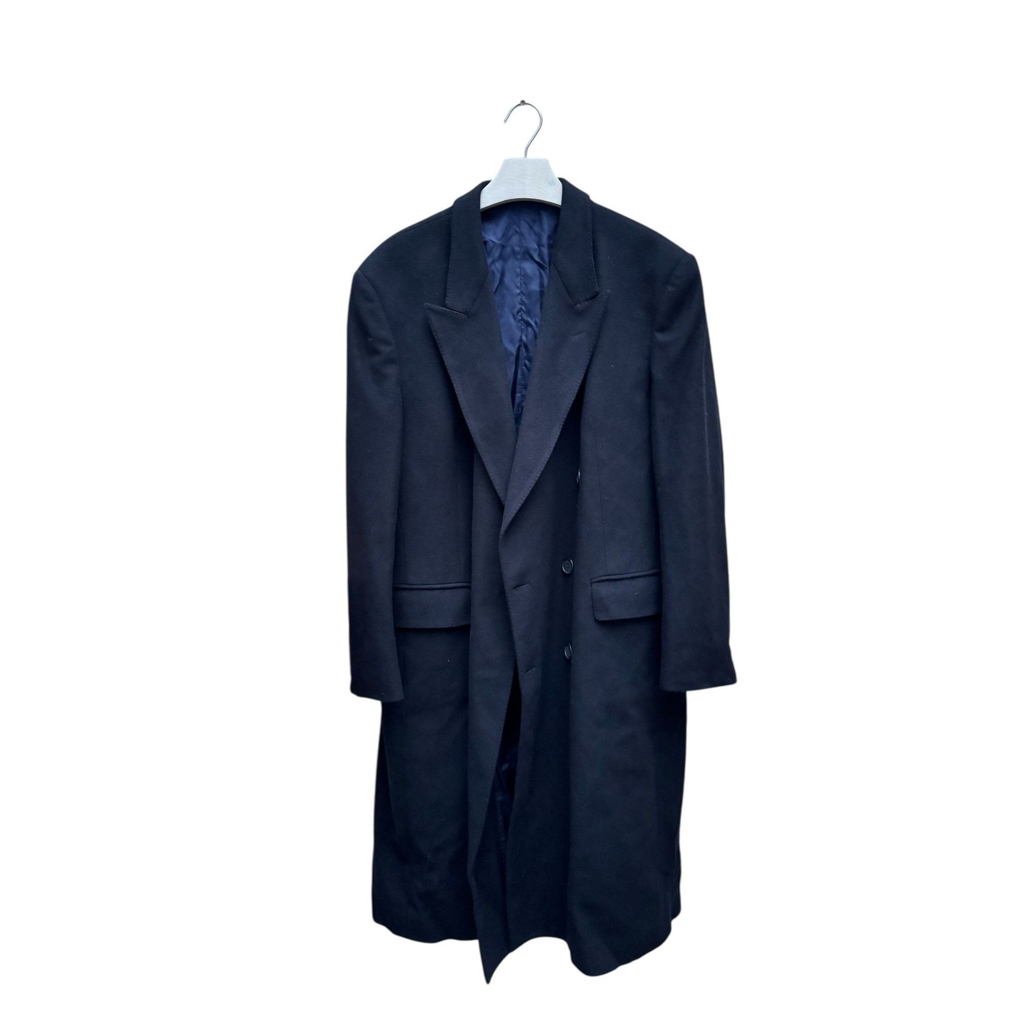 Yves Saint Laurent Black Cashmere Blend Double Breasted Overcoat Size US XL / EU 56 / 4 - 1 Thumbnail