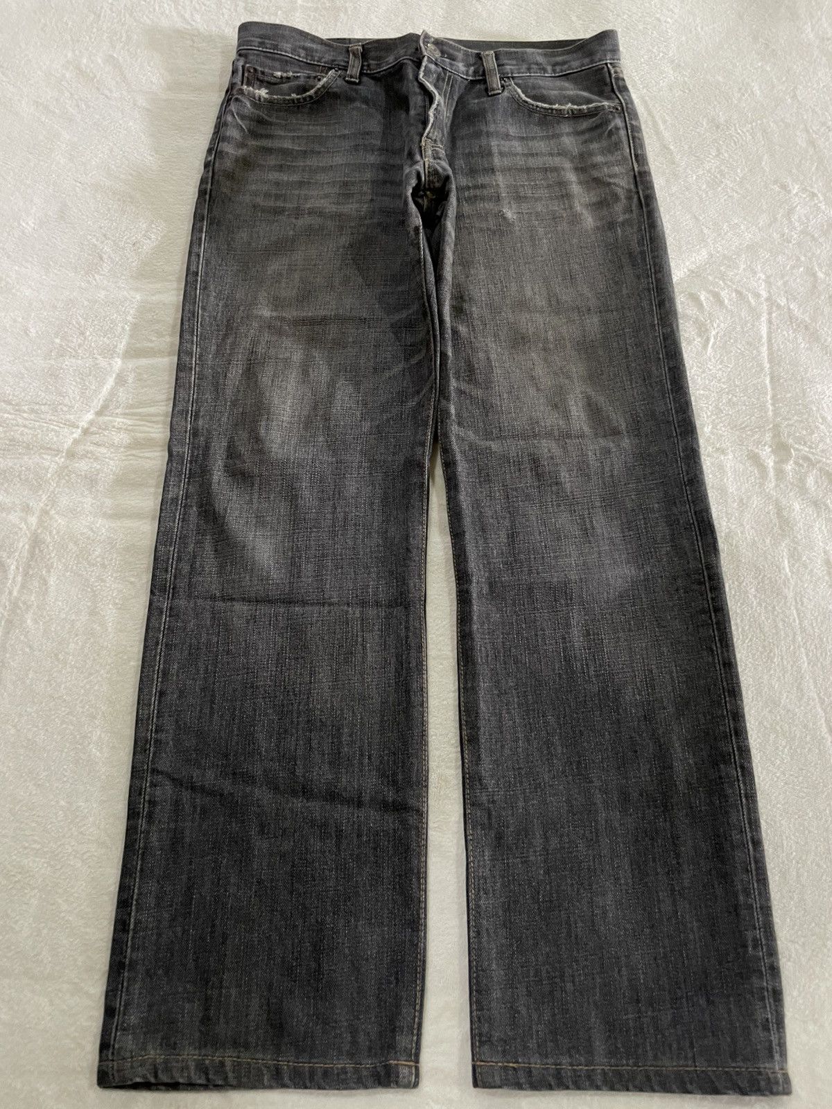 Vintage Uniqlo Faded Distress Dark Denim Jeans