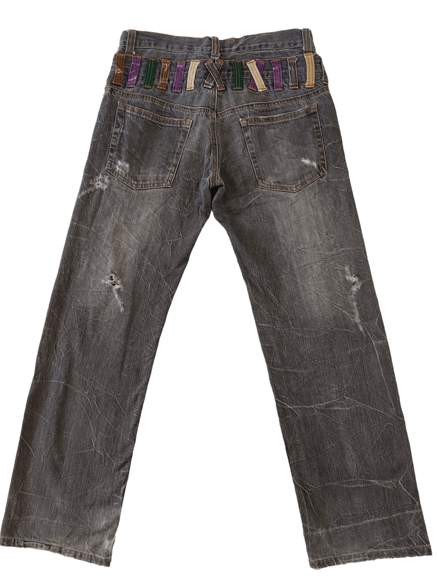 Japanese Brand Nylaus Seditionaries Distressed Double Waist Punk Jeans Size US 29 - 3 Thumbnail