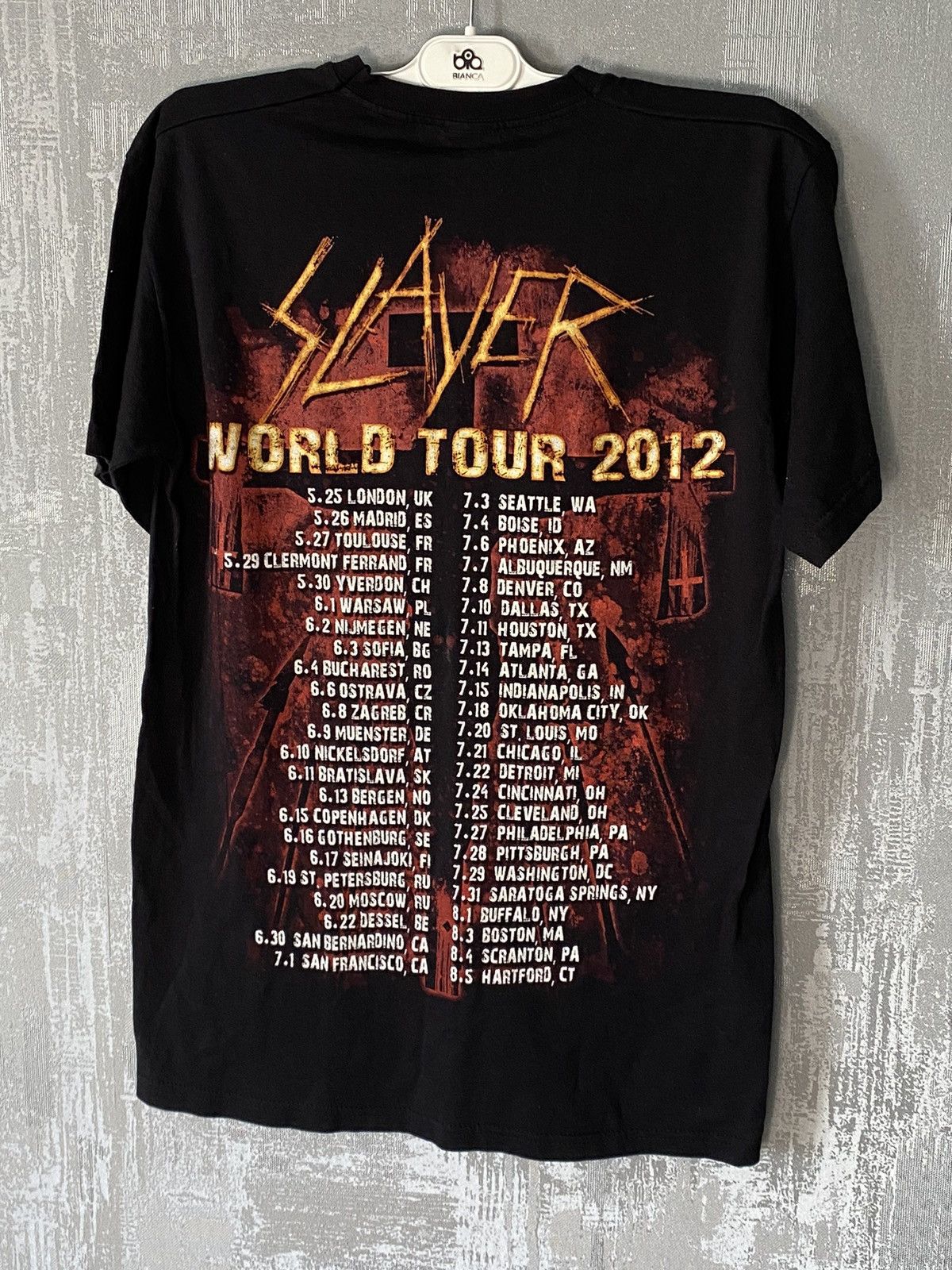 Band Tees × Slayer Vintage Slayer T-shirt World Tour 2012 Size US S / EU 44-46 / 1 - 2 Thumbnail
