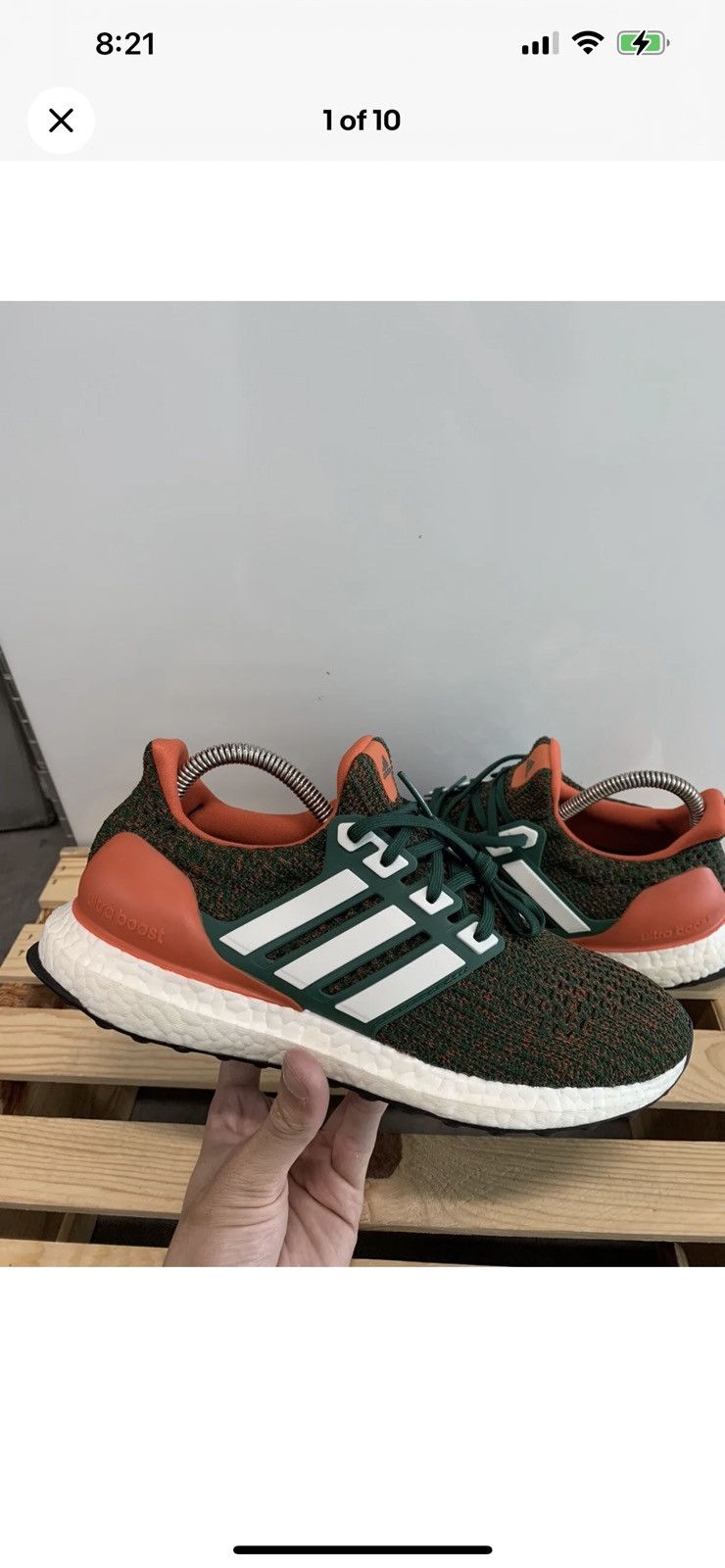 Men's Adidas UltraBoost 4.0 Miami Hurricanes Green Size 7
