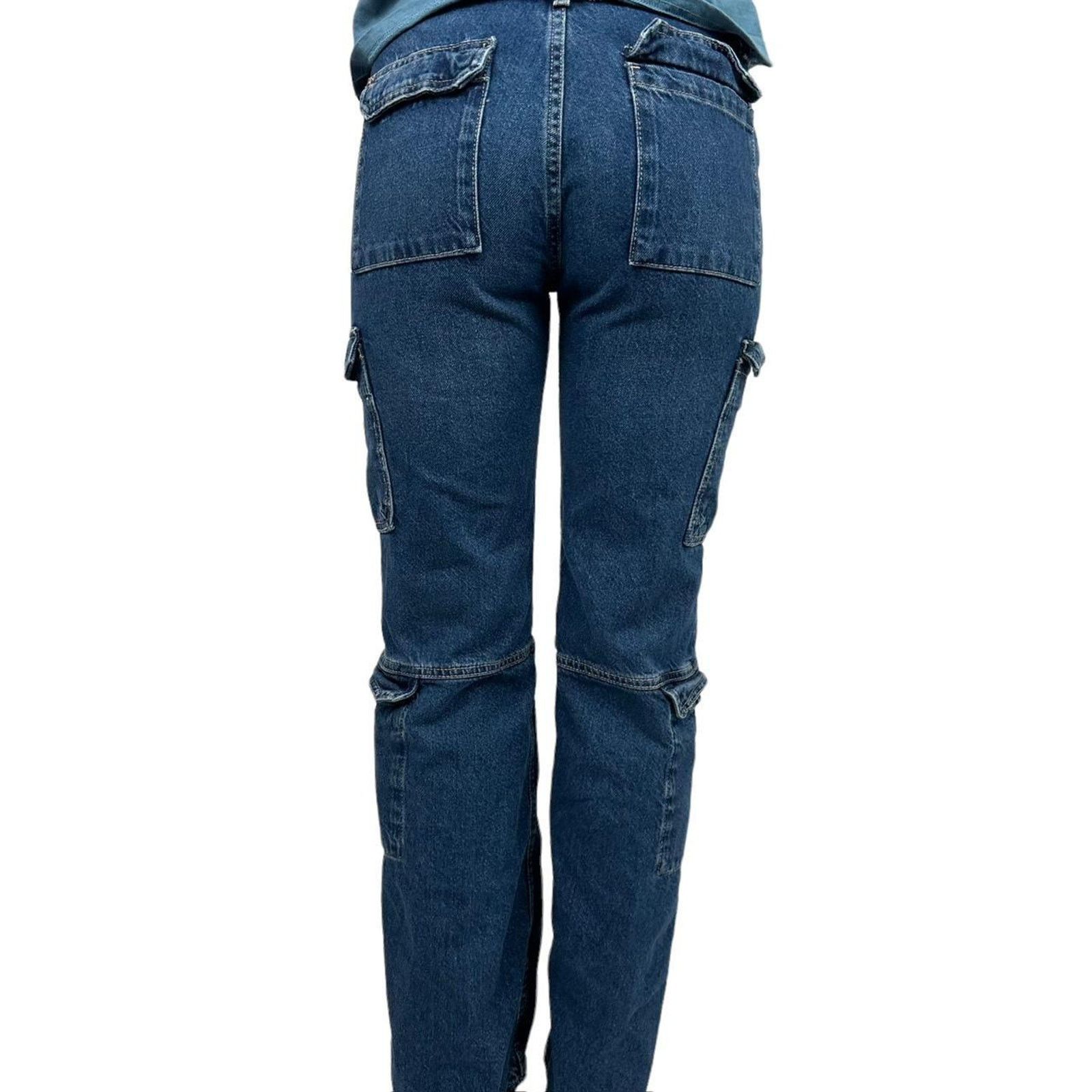Zara Womens double cargo denim jeans Size 28" / US 6 / IT 42 - 3 Thumbnail