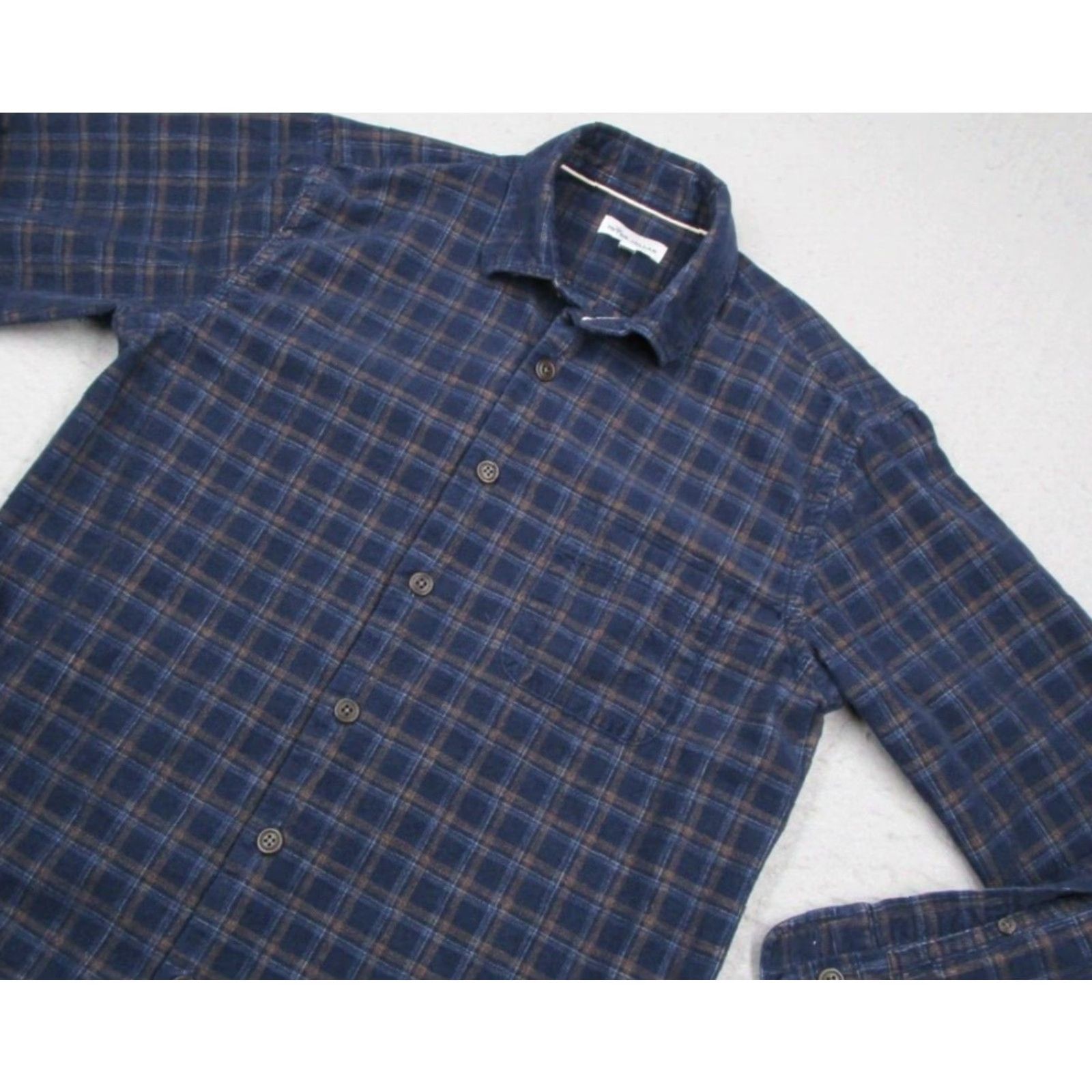 Peter Millar Peter Millar Shirt Mens Medium Blue Check Corduroy Button-Up Classic Casual Size US M / EU 48-50 / 2 - 2 Thumbnail