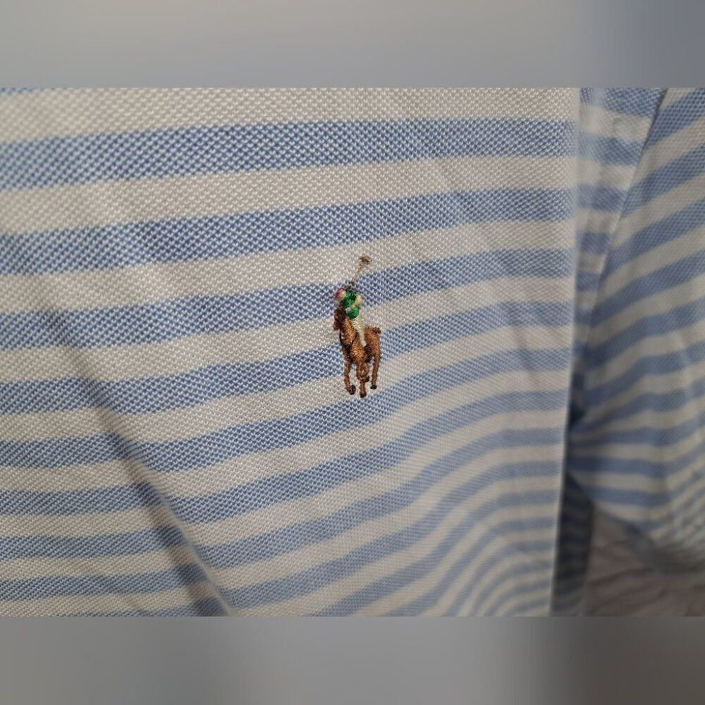 Ralph Lauren Ralph Lauren Knit Oxford Polo Shirt Blue White Striped 2XLT Size US XXL / EU 58 / 5 - 7 Thumbnail