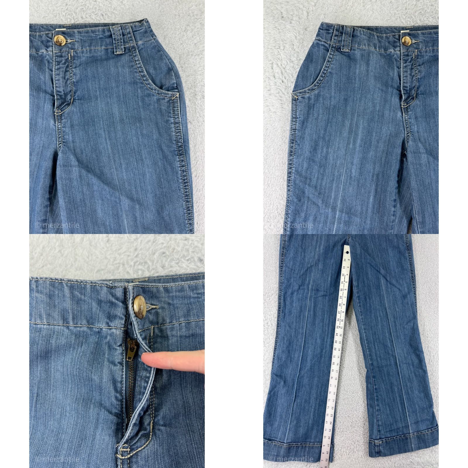 Vintage Passports Jeans Womens 6 Blue Denim Flared Mid Rise 29in Inseam 5-Pocket Cotton Blend Jeans Size 28" / US 6 / IT 42 - 8 Thumbnail
