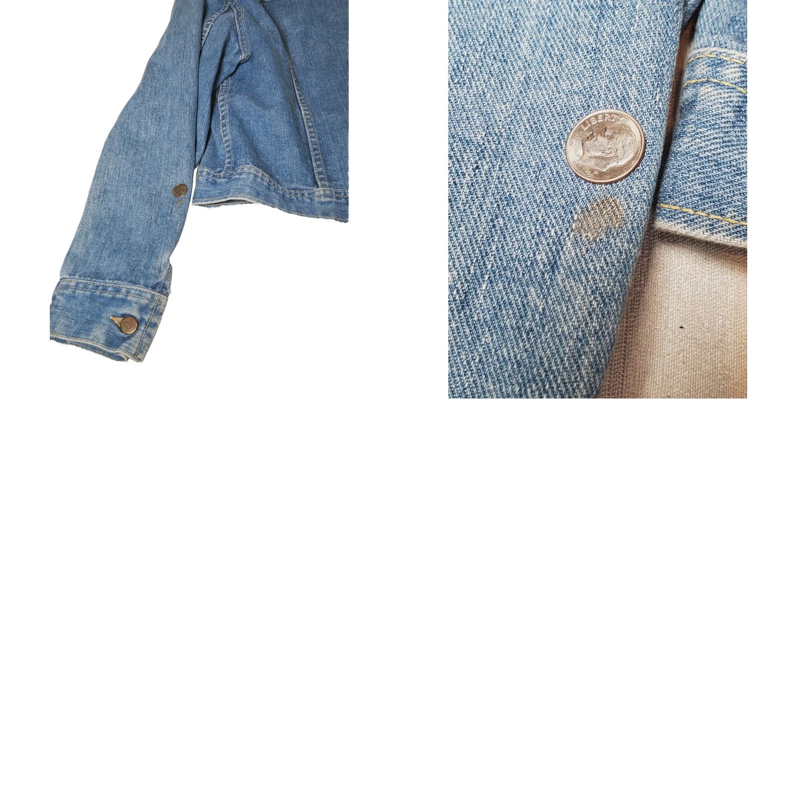 Lee VINTAGE Lee Riders White Label Denim Jacket Long Point Collar Women's S* Jeans Jacket Western 1970s Rugged USA Mens Womens Girls Size S / US 4 / IT 40 - 8 Thumbnail
