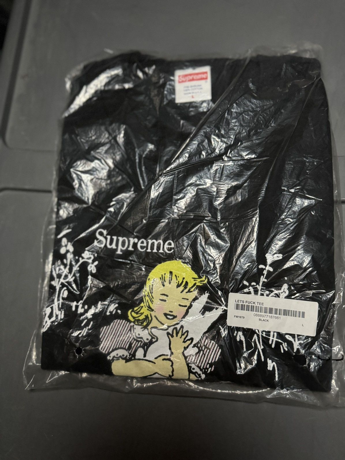 Supreme Lets Fuck Tee Black Large FW16 Tops