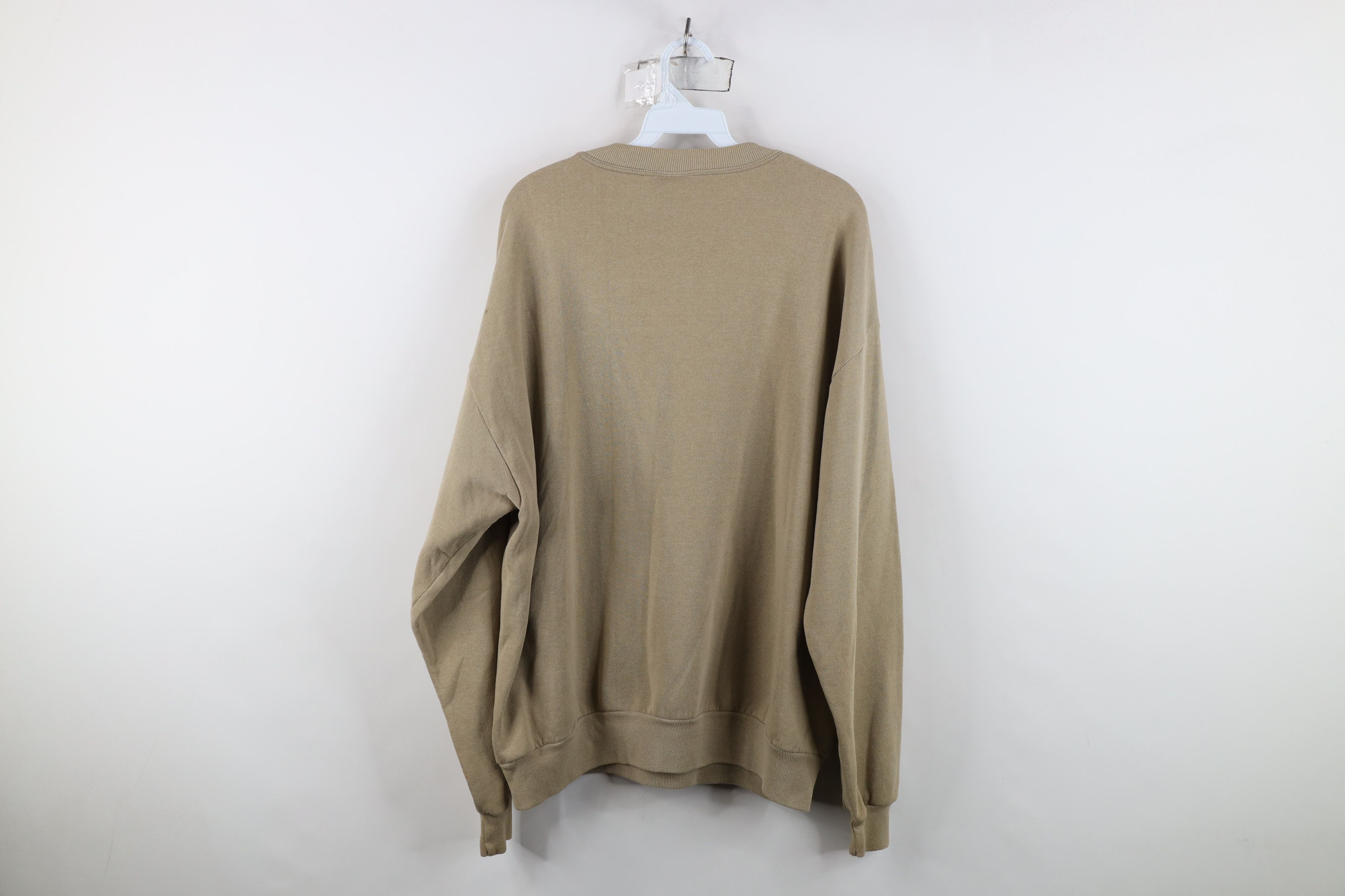 Vintage Vintage 90s Streetwear Blank Crewneck Sweatshirt Khaki Beige Size US XL / EU 56 / 4 - 13 Thumbnail