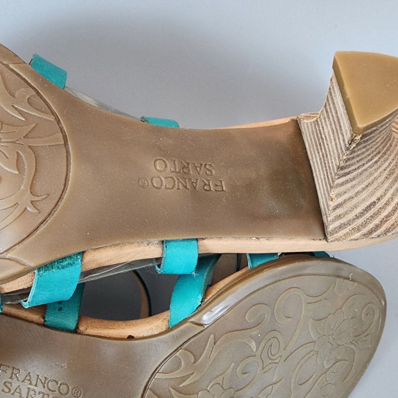 Franco Sarto Franco Sarto Leather Strappy Sandals 9.5M Turquoise 3" Heel Size US 9.5 / IT 39.5 - 11 Thumbnail