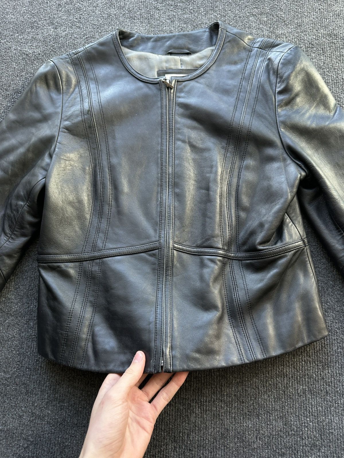 Other 🚨Y2K RICK OWENS TYPE DIRTY SLIM FIT ZIP LEATHER JACKET Size M / US 6-8 / IT 42-44 - 4 Thumbnail