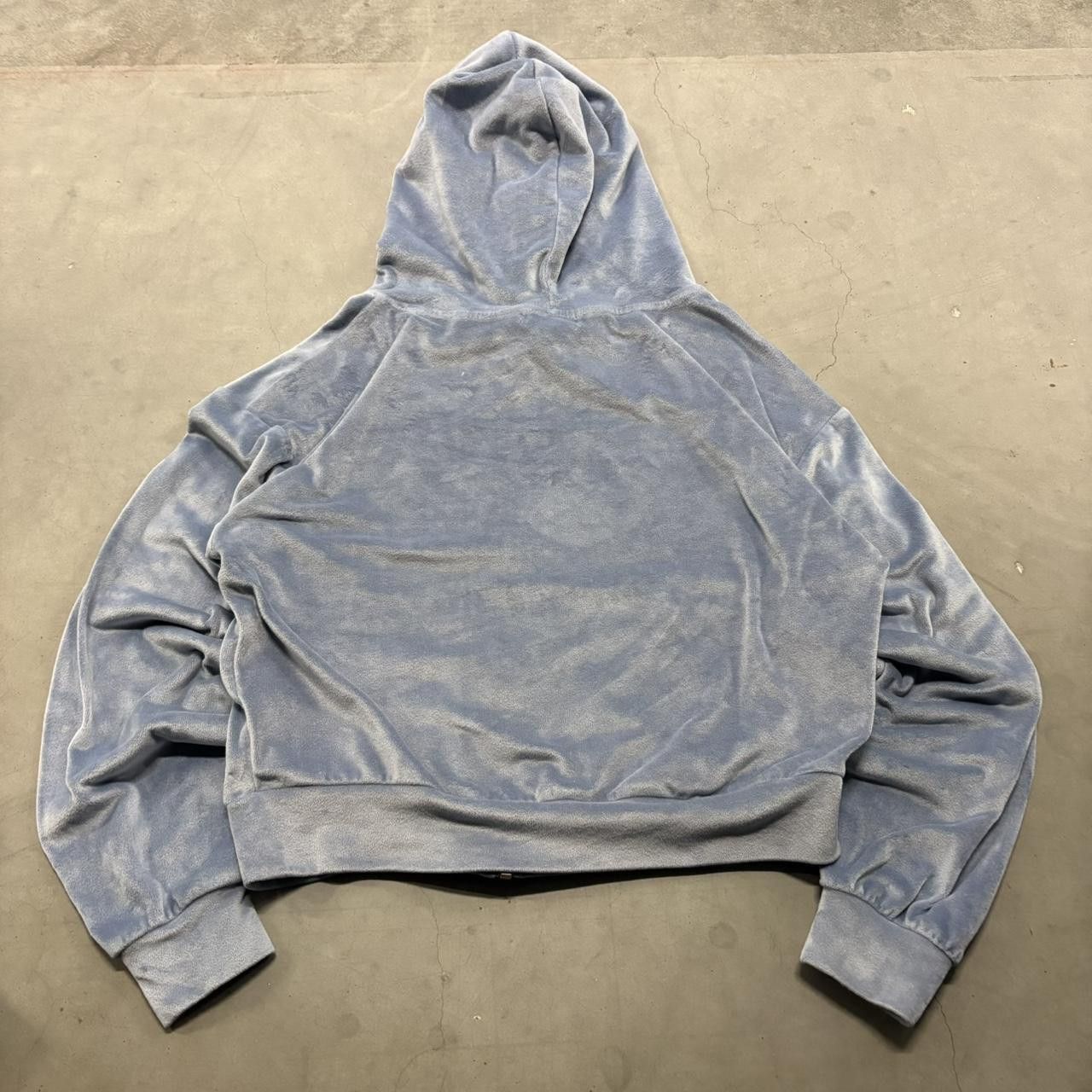 Vintage Crazy Vintage Y2K/2000s Velvet Velour Baby Blue Blank Zipup Hoodie! Size US S / EU 44-46 / 1 - 2 Thumbnail