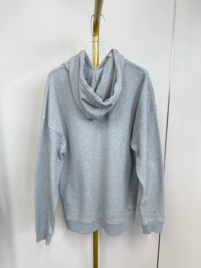 Loewe Gray Leather Pocket Large Logo Hoodie with Hood