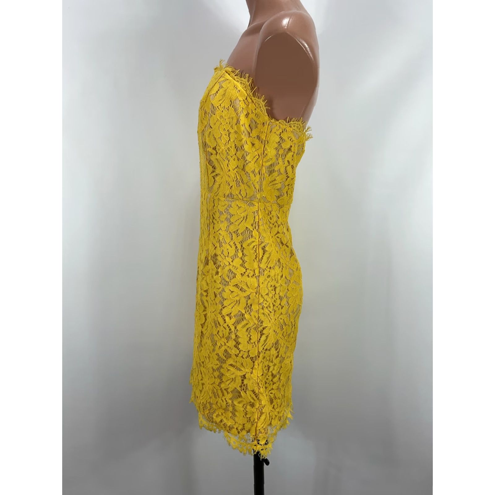 Lulus Womens Coquette Party Going Out Maci Lace Strapless Mini Dress Sz M  Yellow Dress - stein-coach.com