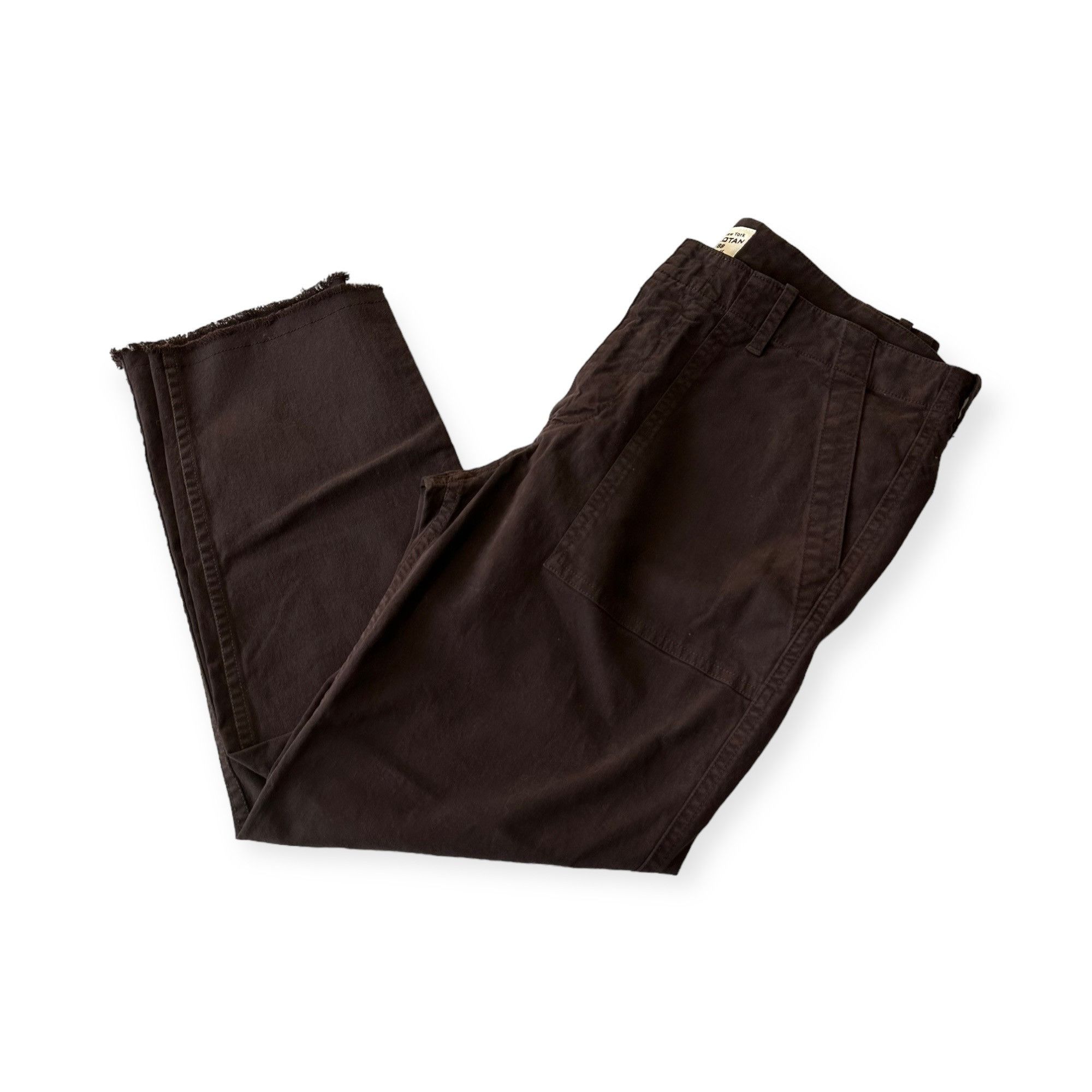 Nili Lotan Nili Lotan Jenna Cropped Raw-Edge Pants, Size 6, Brown Espre Size 28" / US 6 / IT 42 - 3 Thumbnail