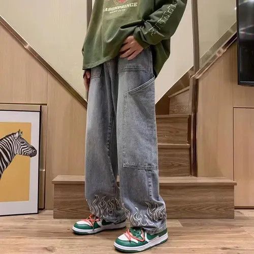 Jean Kuramochi x zai Blue Fire Embroidered Denim Jeans Size US 30 / EU 46 - 4 Thumbnail