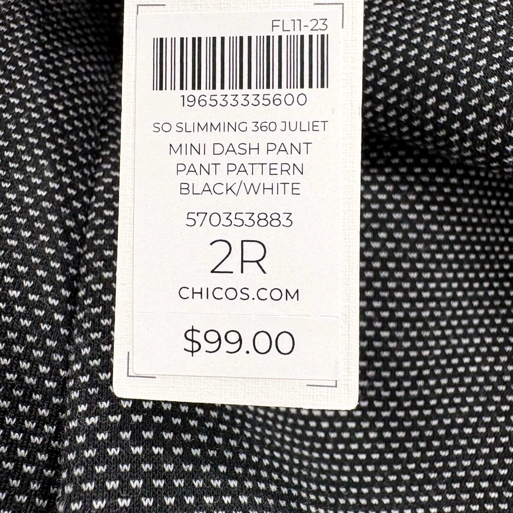 Vintage Chico's So Slimming 360 Juliet Ankle Pants Womens 2 Black White Dash Stretch NWT Size 34" / US 12 / IT 48 - 5 Thumbnail