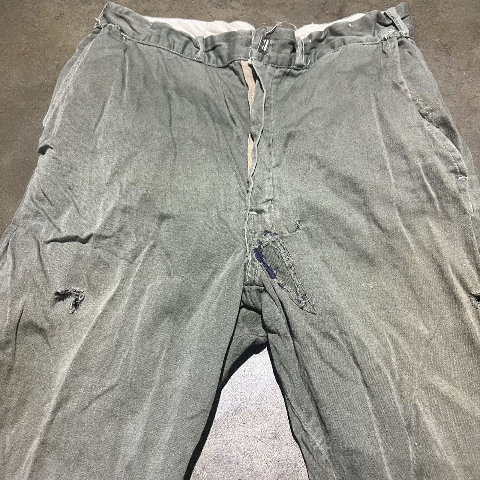 Vintage Vintage 50s Green Straight Leg Cotton Workwear Chinos 26x31 Size 26" / US 2 / IT 38 - 3 Thumbnail