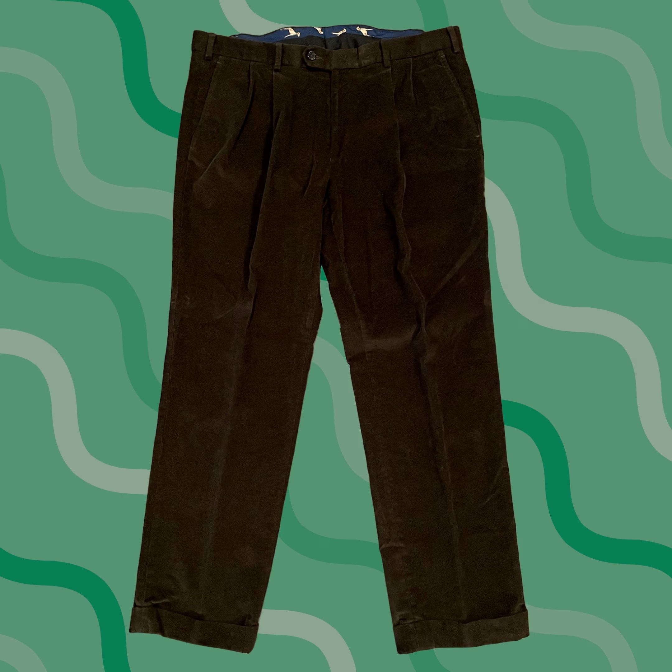Ralph Lauren Lauren Ralph Lauren Pants Corduroy Pleated Cuffed Brown 38x29 Men Classic Fit Straight Inseam 29 Color Brown Size US 38 / EU 54 - 1 Thumbnail