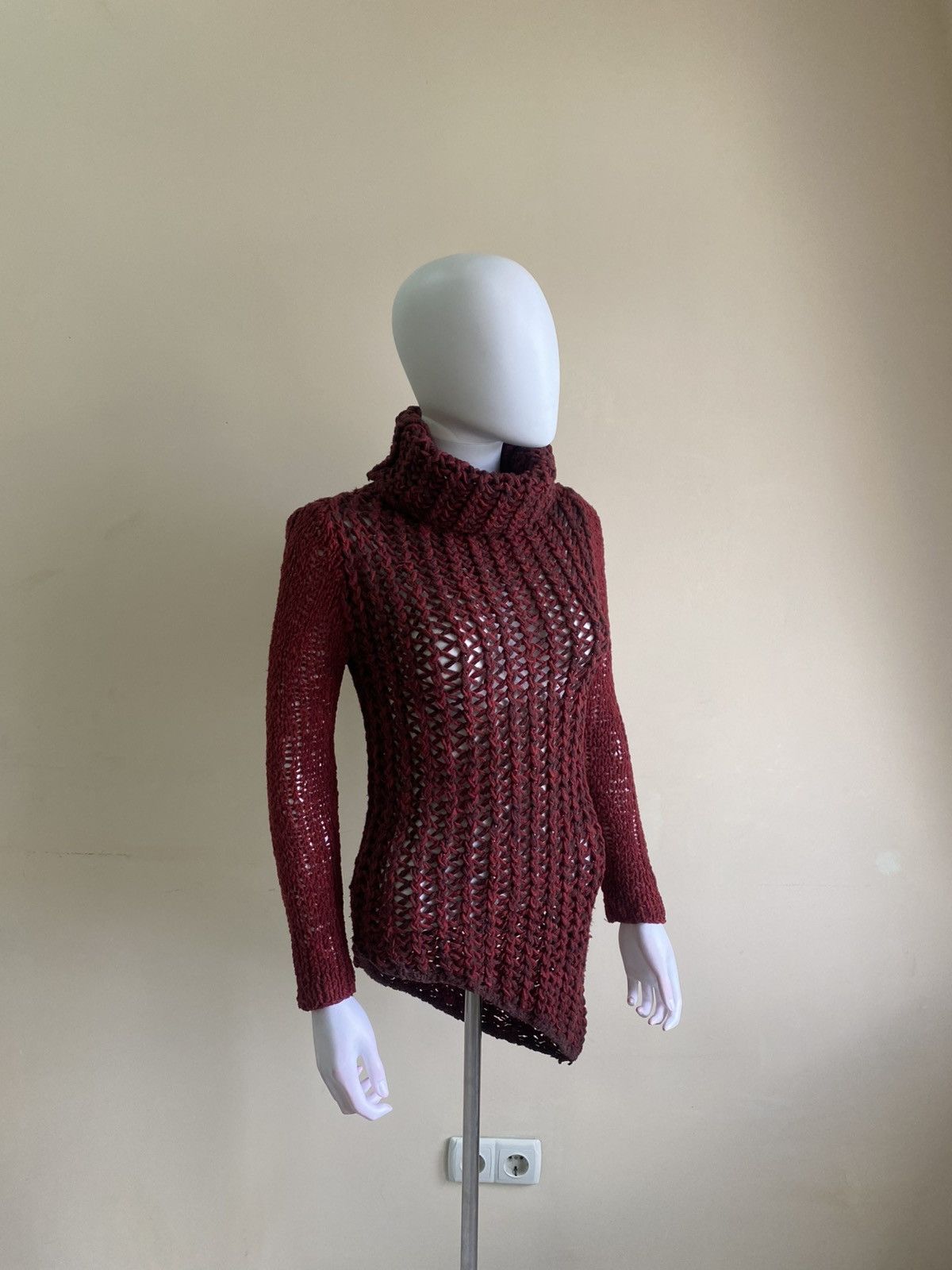 Helmut Lang Helmut Lang Red Open Knit Sweater Size P Size XS / US 0-2 / IT 36-38 - 2 Thumbnail