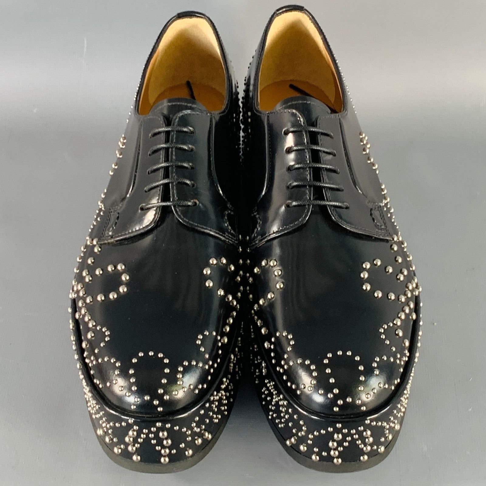 Noir Kei Ninomiya Shannon 22 Black Floral Studded Platform Lace-up Shoes Size US 8.5 / IT 38.5 - 4 Thumbnail