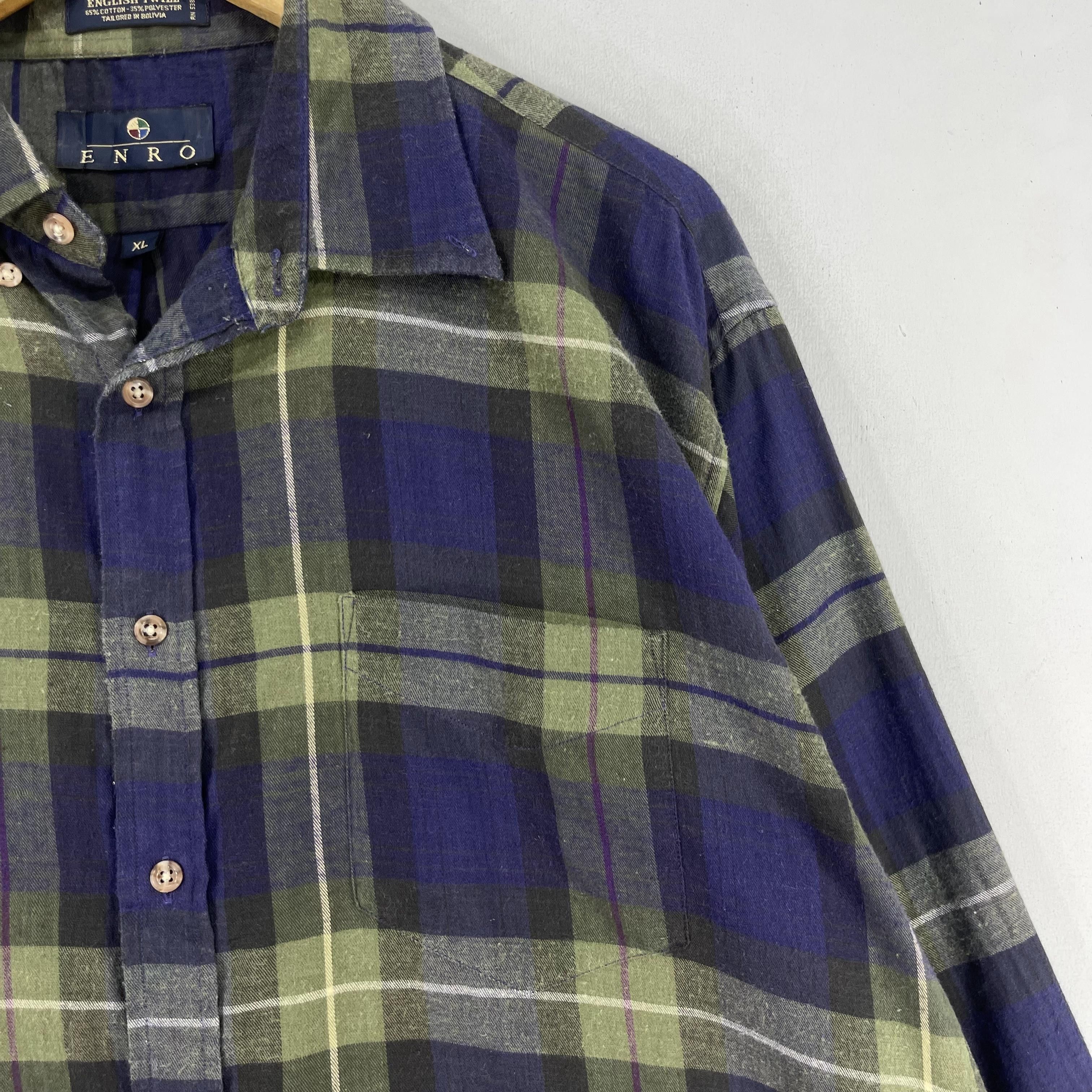 Flannel × Japanese Brand × Vintage Vintage Plaid Tartan Blue/Green Checkered Flannel Shirt Size US XL / EU 56 / 4 - 3 Thumbnail