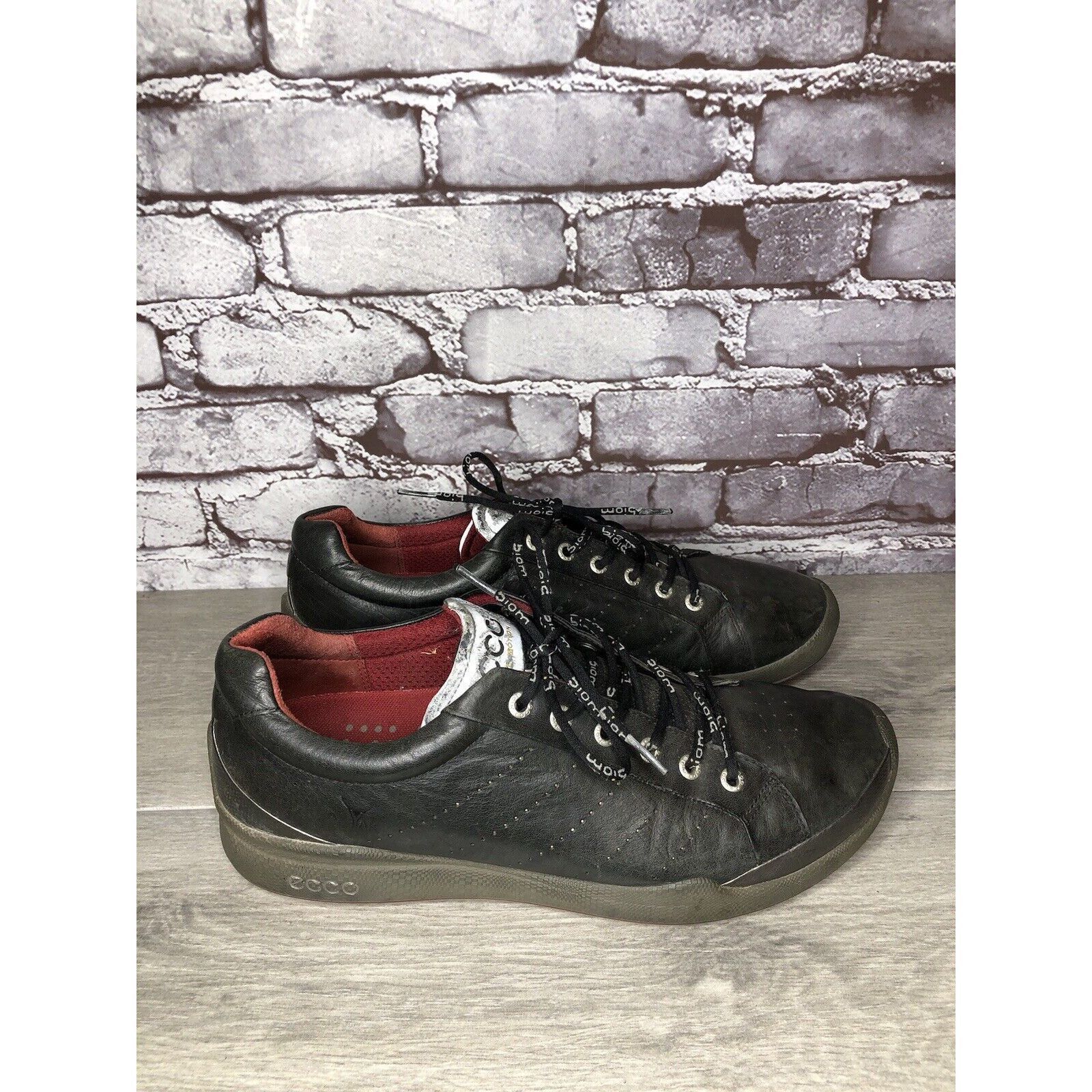 Ecco ECCO Biom Black Yak Leather Spikeless Red Casual Golf Shoes Size US 11 / EU 44 - 4 Thumbnail