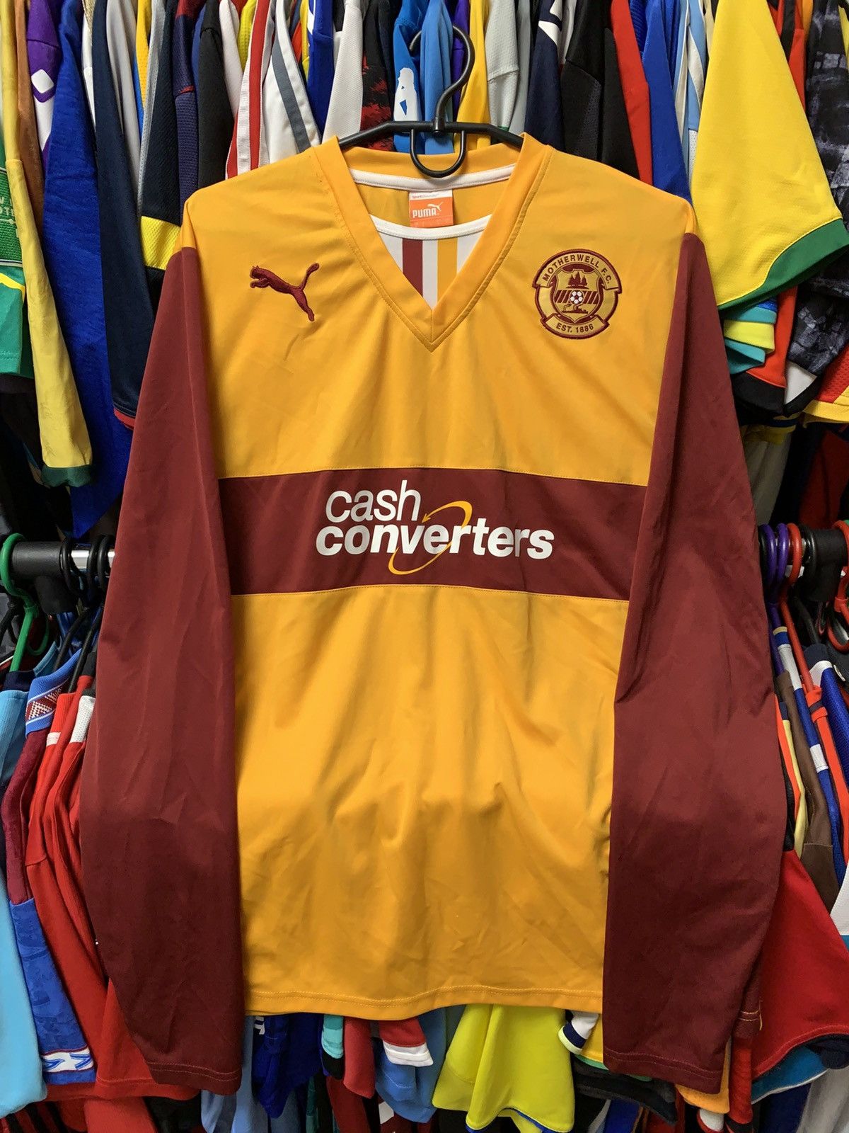 Puma 🔥PUMA MOTHERWELL 2013/14 HOME LOONG SLEEVE SOCCER JERSEY Size US L / EU 52-54 / 3 - 2 Thumbnail