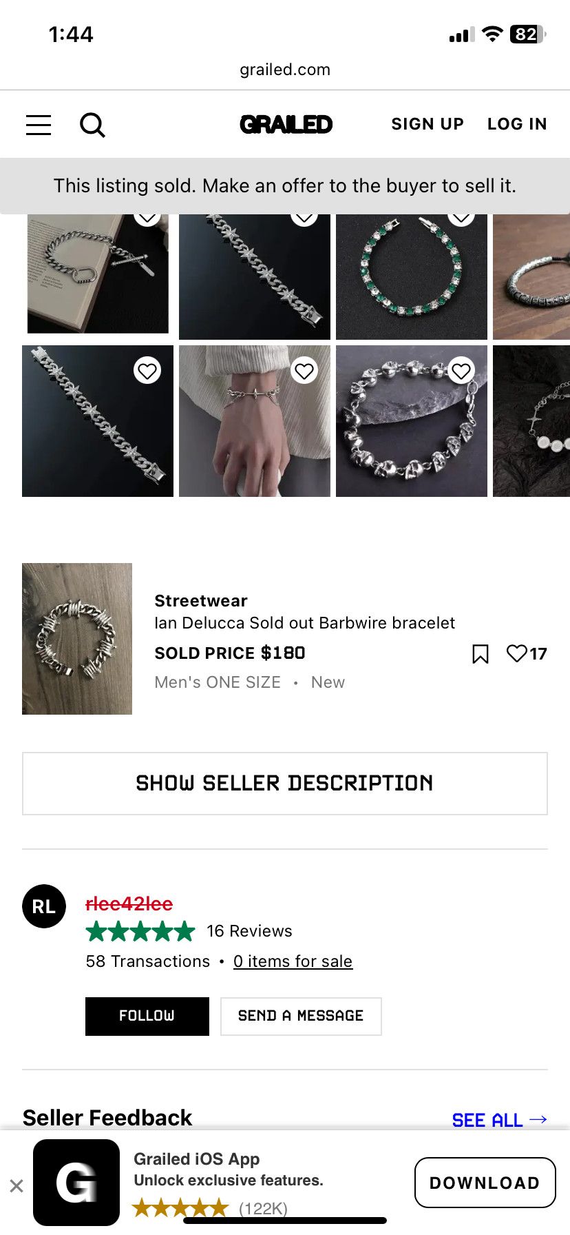 Other rare Ian Delucca pure silver barbed wire bracelet deadstock Size ONE SIZE - 5 Thumbnail