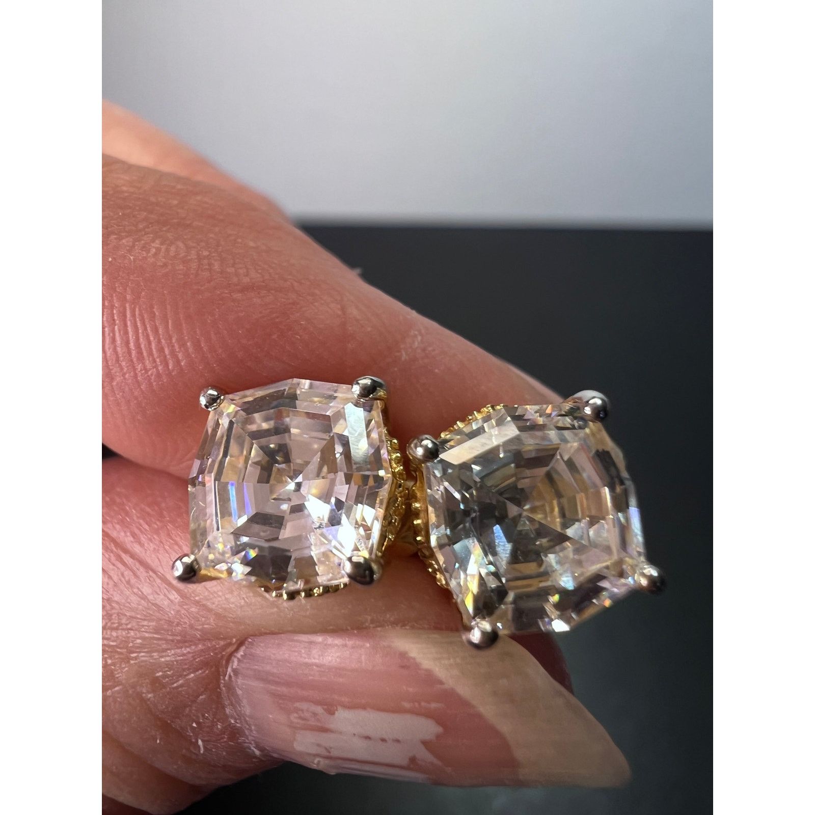 Other CZ radiant square YG vermeil stud earrings Size ONE SIZE - 1 Thumbnail