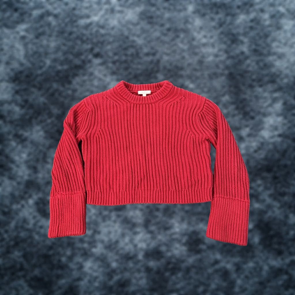 J.Crew J.Crew Sweater Womens M Red Cable Knit Pullover Fisherman Crewneck Winter Casual Mens? Size M / US 6-8 / IT 42-44 - 1 Thumbnail