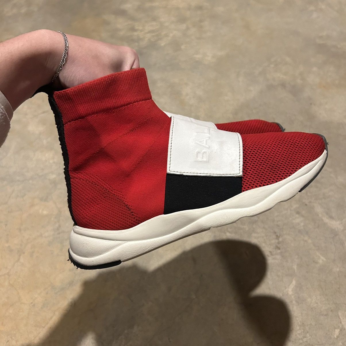 Balmain × Designer Balmain Cameron Stretch Knit Sock Runner Sneaker Red US 7 Size US 7 / EU 40 - 8 Thumbnail