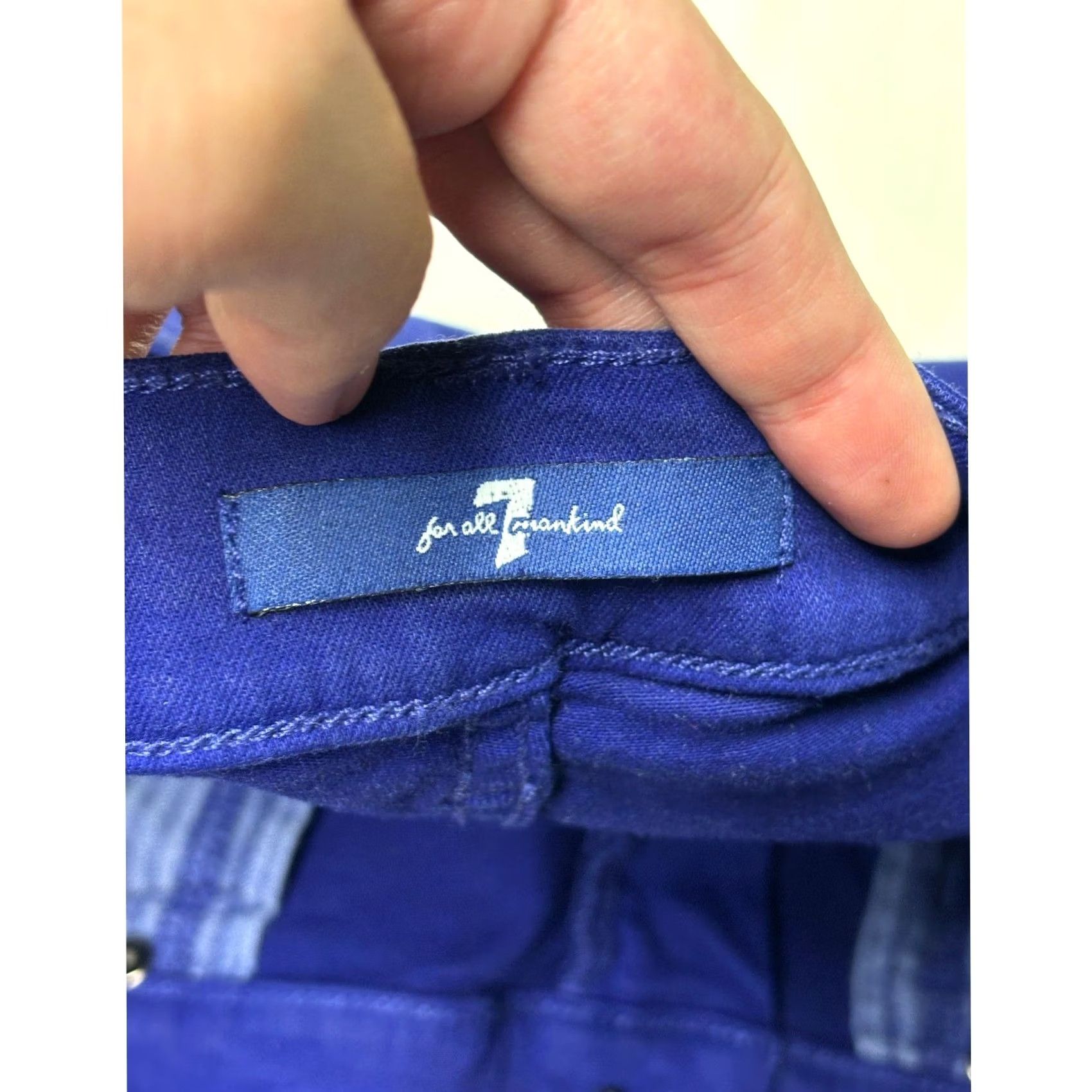 7 For All Mankind 7 For All Mankind Royal Blue Skinny Jeans Women's 28x28 Denim Zipper Button Stretch Pockets Slim Rise Mid 8.5-10.5 Solid 5-Pocket Paxtyn Jeans Womens Size 28" / US 6 / IT 42 - 5 Thumbnail