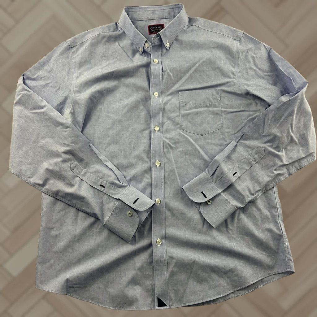 UNTUCKit UNTUCKit Slim Fit Wrinkle Free Long Sleeve Button Front Shirt Mens XL Blue Size US XL / EU 56 / 4 - 1 Thumbnail