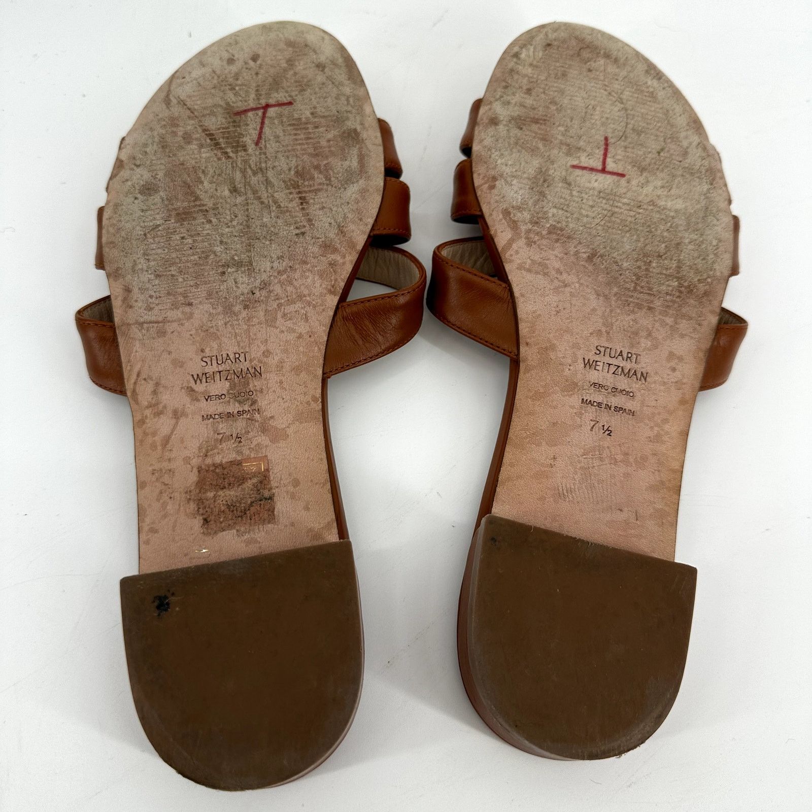 Stuart Weitzman Stuart Weitzman Cami Leather Sandals Vamp Straps Brown 7.5 Size US 7.5 / IT 37.5 - 10 Thumbnail