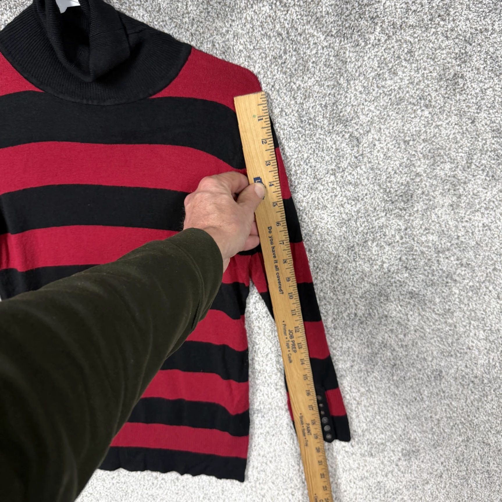 Express VINTAGE Express Sweater Womens M Red Black Striped Turtleneck Ribbed Grunge Emo Alt Goth Size M / US 6-8 / IT 42-44 - 3 Thumbnail