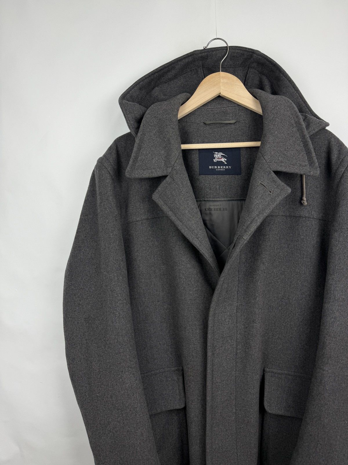 Burberry 🇬🇧 Vintage 90s Burberry London Wool Hooded Coat Retro Rare Size US M / EU 48-50 / 2 - 3 Thumbnail