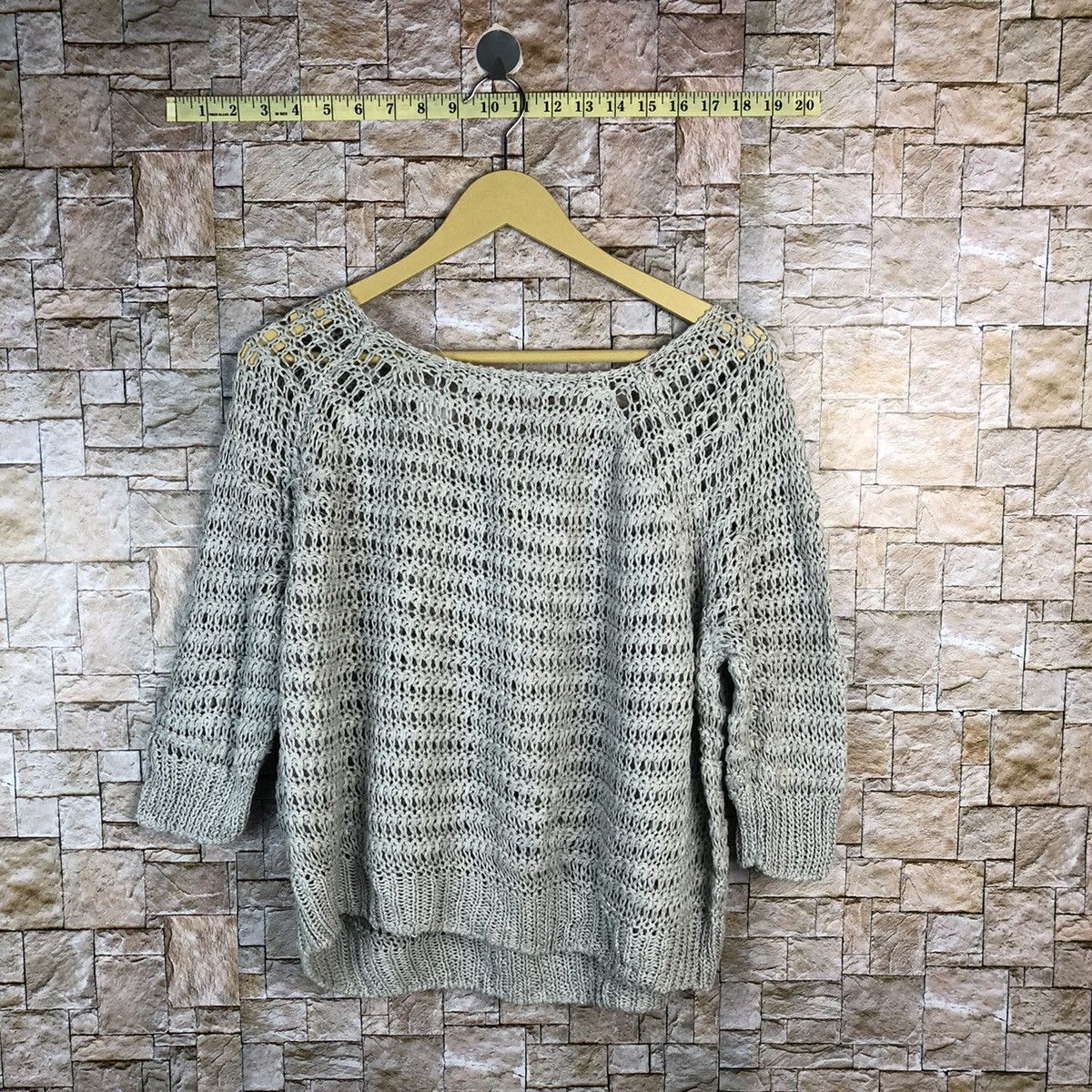Homespun Knitwear Galevie Vie Grey crochet vintage Knitwear #A507 Size S / US 4 / IT 40 - 12 Thumbnail