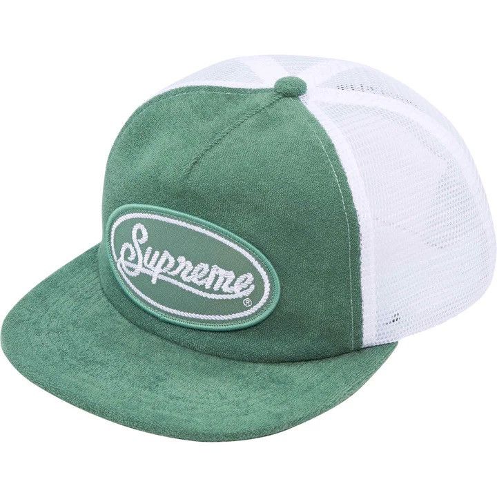 image of Supreme Terry Mesh Back 5 Panel Hat in Black, Men's