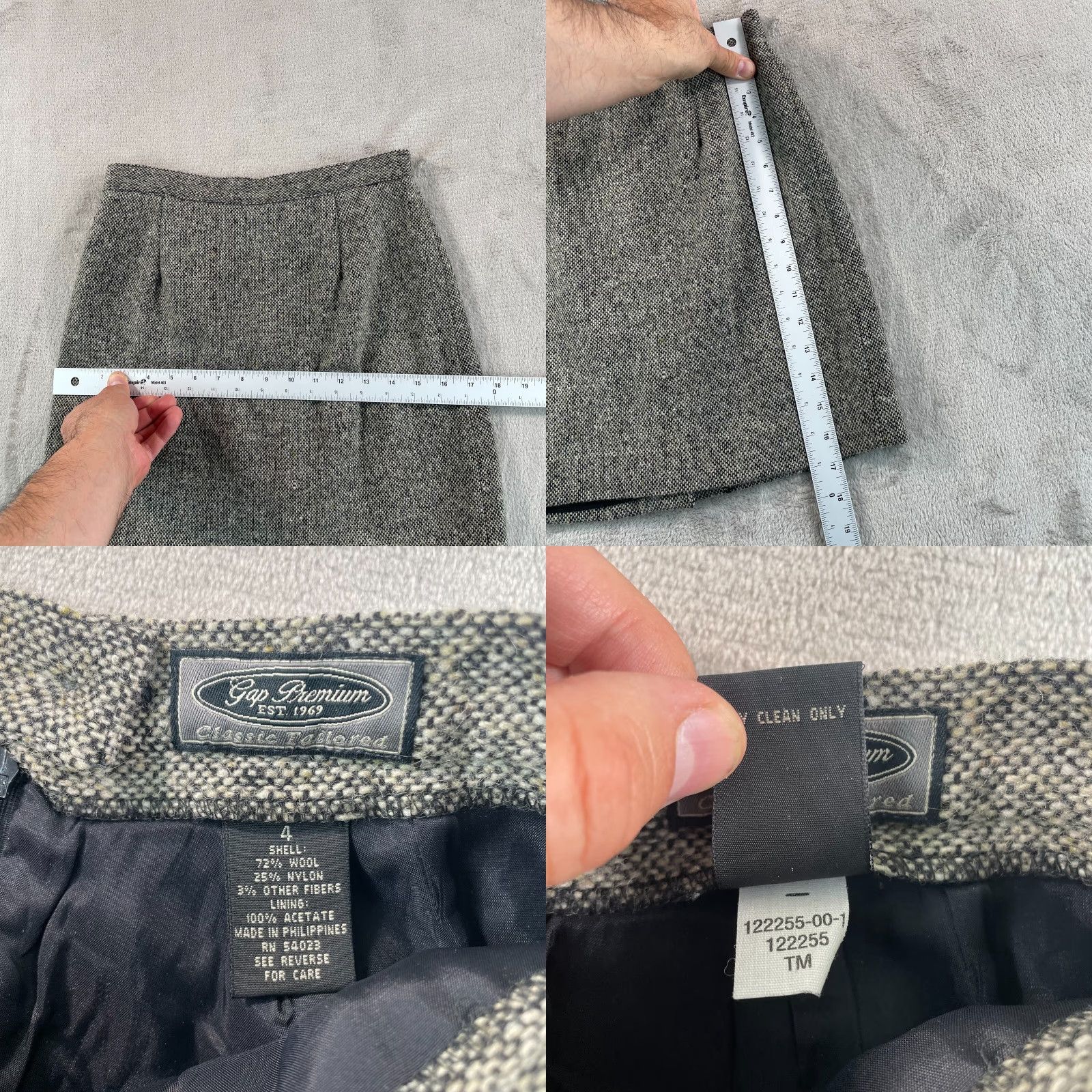 Gap VINTAGE GAP Skirt & Jacket 2 Piece Set Women 4 Grey Wool Blend Pleated Tweed Grey 1990s Womens Size 42" / US 20 - 9 Thumbnail