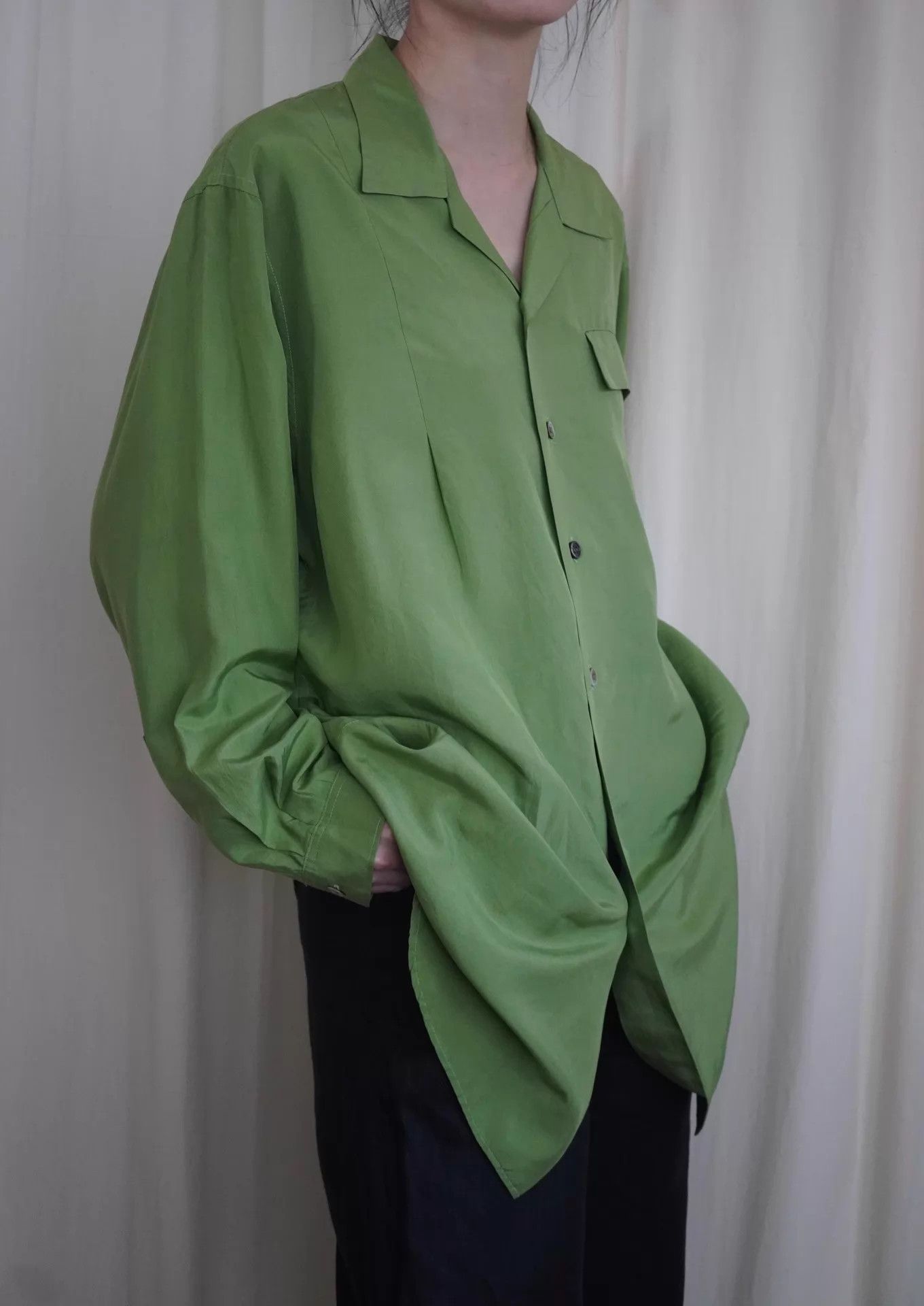 Y's Y'S by Yohji Yamamoto 2001SS Silk Green Shirt 9/10 Pocket Size US M / EU 48-50 / 2 - 3 Thumbnail
