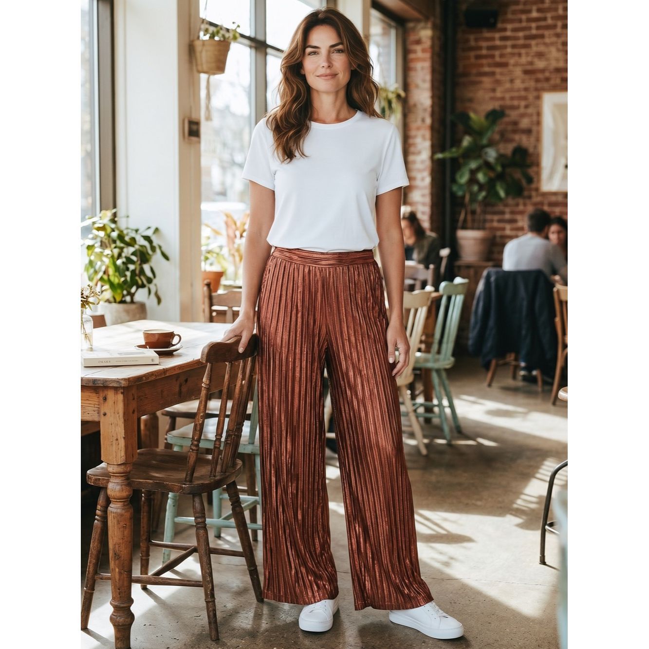 Anthropologie Anthropologie Guapa Naomi Pleated Metallic Pants In Rust Si Size 42" / US 20 - 1 Thumbnail