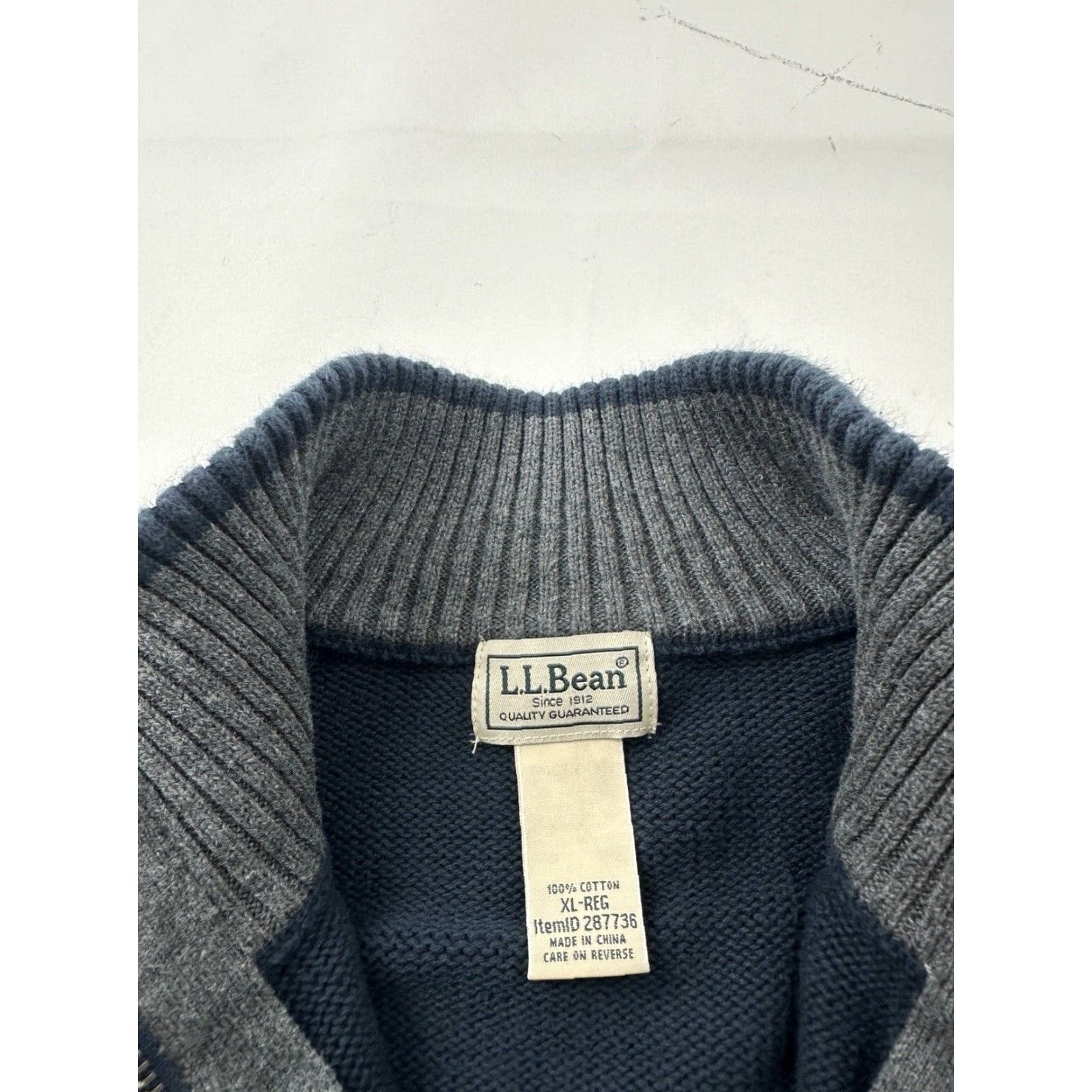 Vintage L.L. Bean Sweater Mens XL Blue 1/4 Zip Mock Neck Pullover Size US XL / EU 56 / 4 - 3 Thumbnail