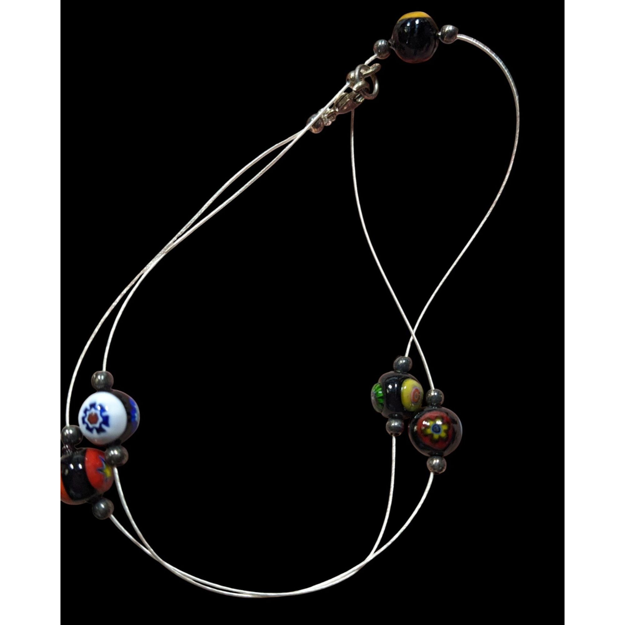 Handmade Handcrafted Murano Glass Bead Necklace With Silver Wire Size ONE SIZE - 3 Thumbnail