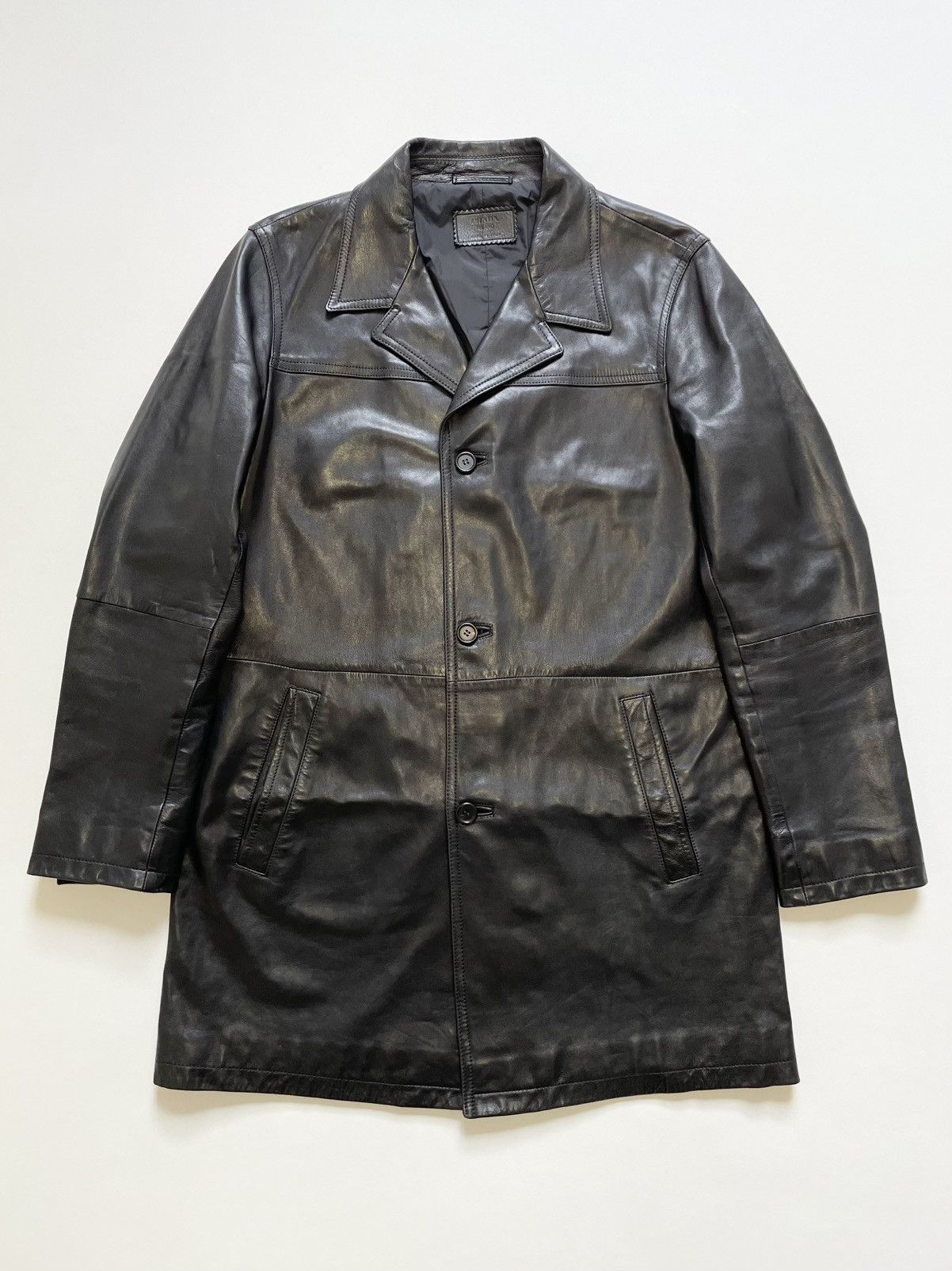 Prada A/W 06 Black Leather Overcoat Size US M / EU 48-50 / 2 - 3 Thumbnail