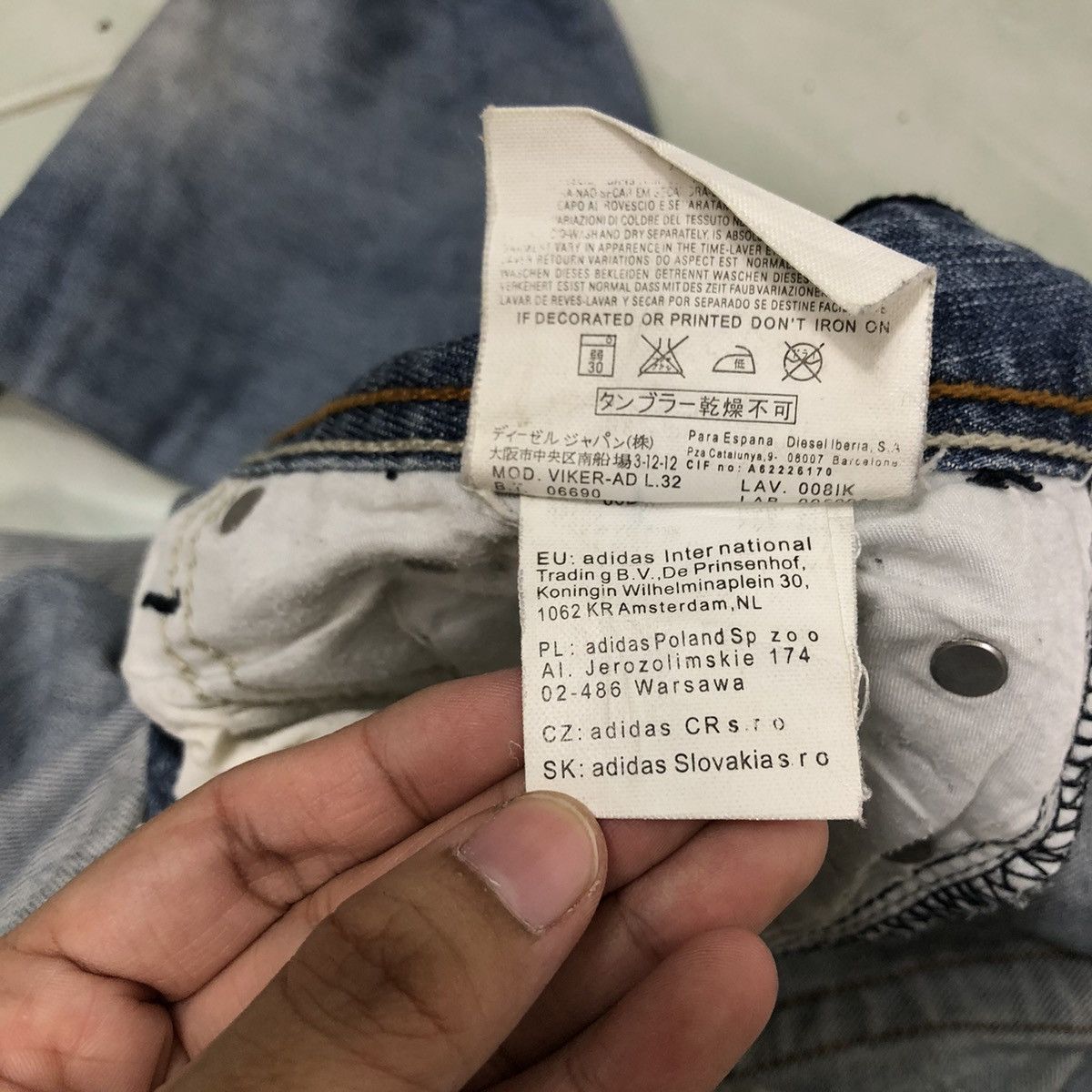 Adidas 🔥RARE DISTRESSED DENIM JEANS DIESEL X ADIDAS STREETWEAR Size US 30 / EU 46 - 22 Thumbnail