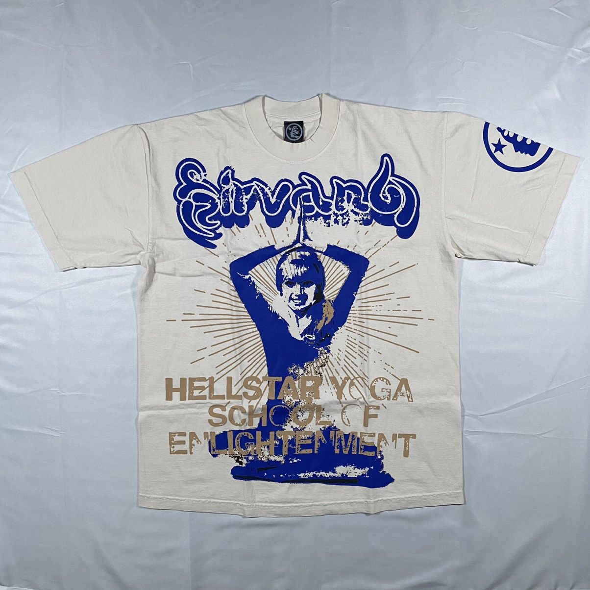 image of Hellstar Yoga T-Shirt in Cream, Men's (Size Large)