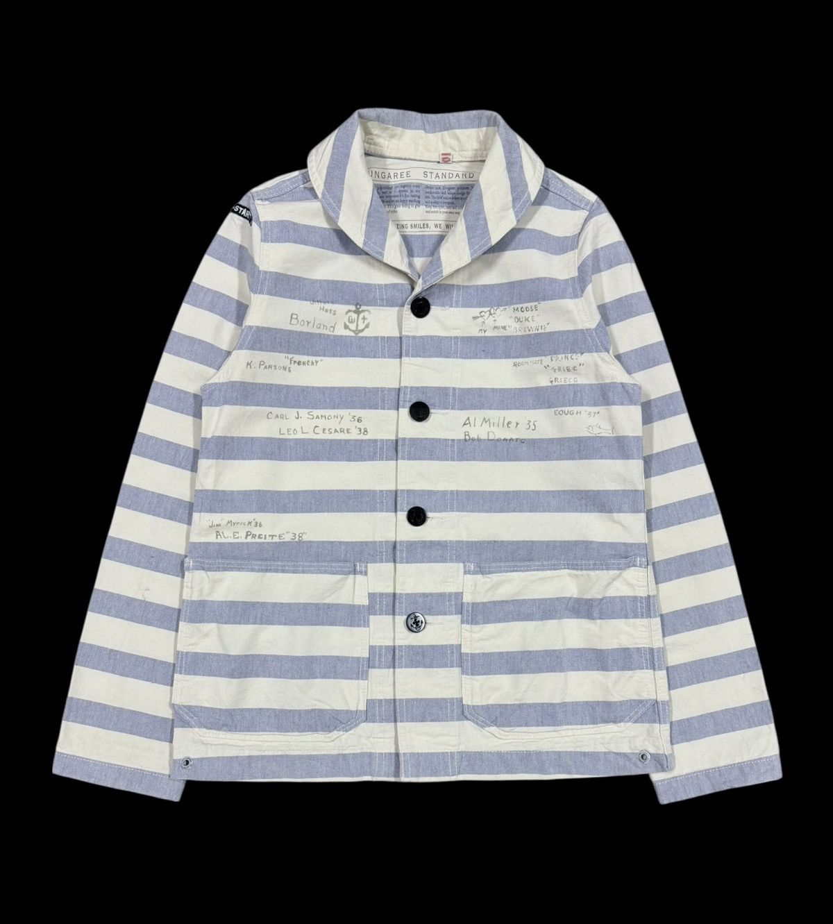 Denime Denime Dungaree Shawl Color Handloom Striped Jacket Size US S / EU 44-46 / 1 - 1 Thumbnail