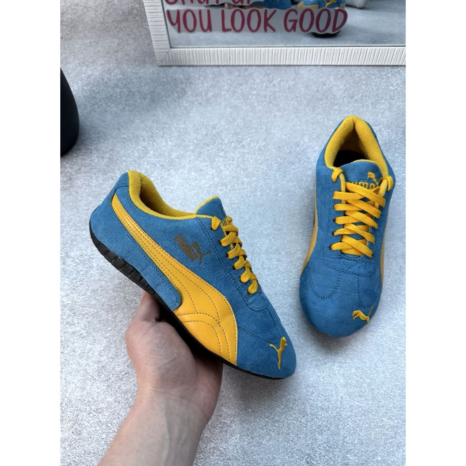 Puma VINTAGE Puma Speedcat Sneakers Unisex Adults 39 US 5 Blue Yellow 90s Cat Racing Suede Moctro OG Size 39 Size US 6 / EU 39 - 2 Thumbnail